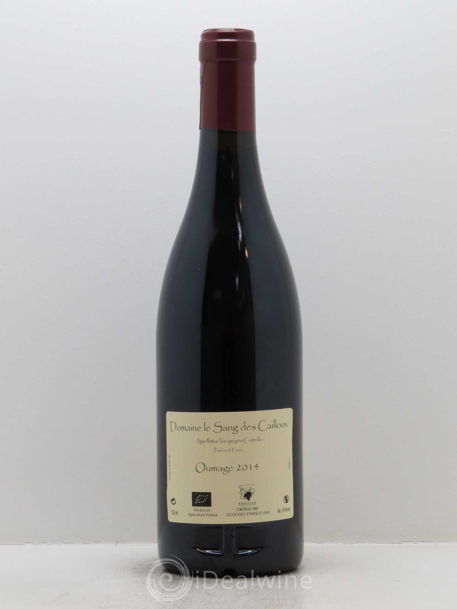 Vacqueyras Oumage Le Sang des Cailloux 2014 - Lot de 1 bouteille - 1