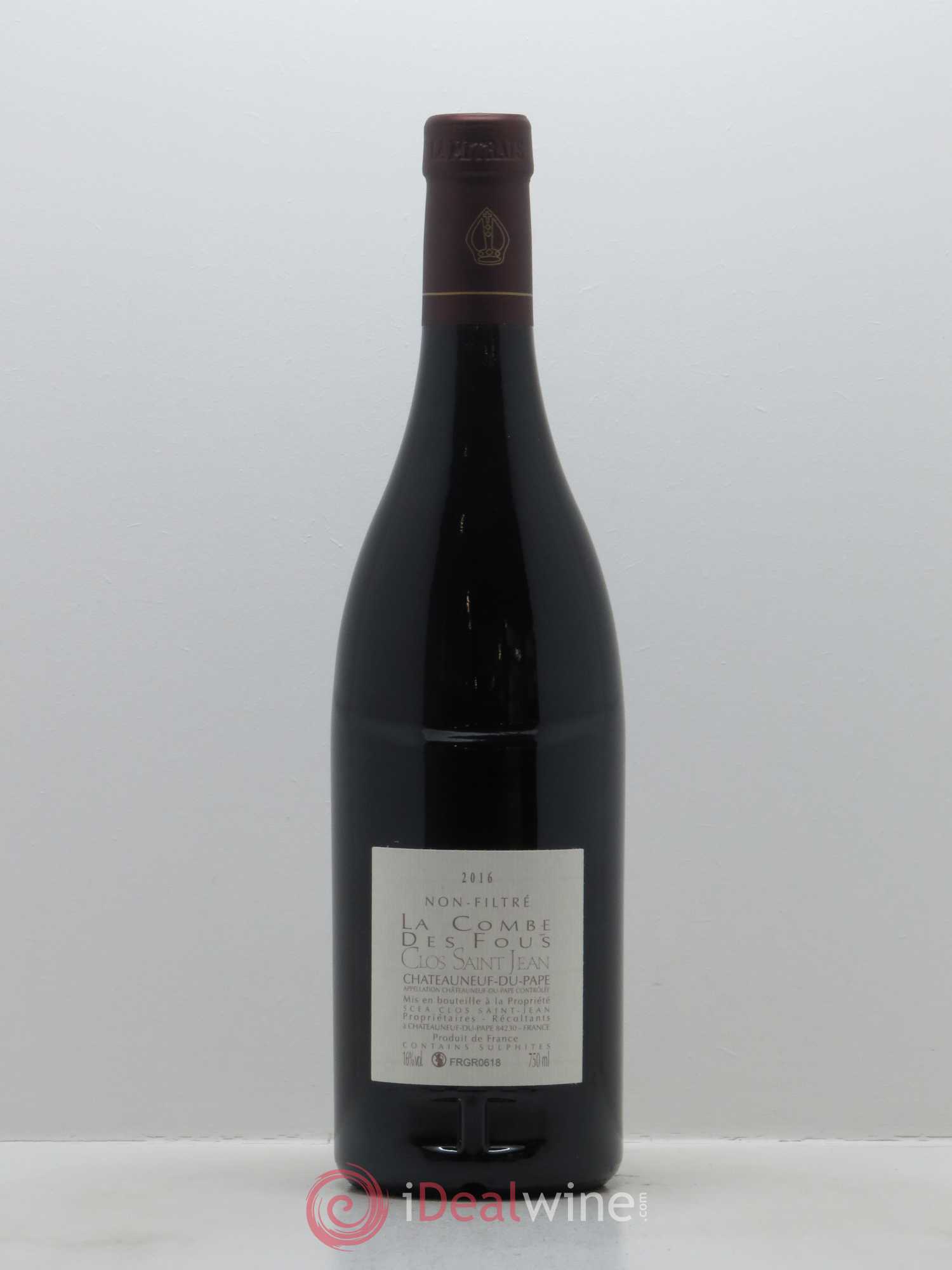 Châteauneuf-du-Pape Clos Saint-Jean La Combe des Fous Pascal et Vincent Maurel 2016 - Lot de 1 bouteille - 1