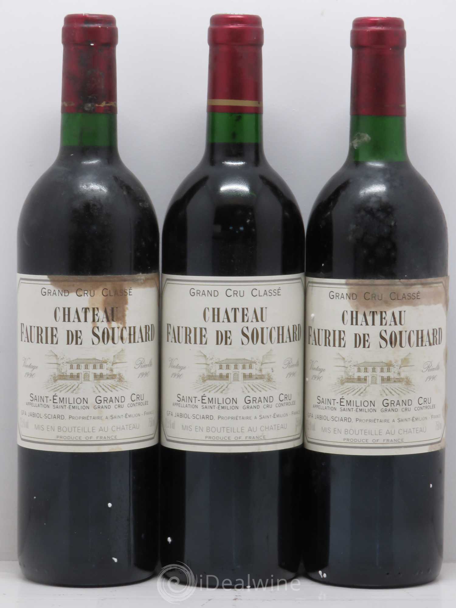 Château Faurie de Souchard Grand Cru Classé (sans prix de réserve) 1990 - Lot de 3 bouteilles - 0