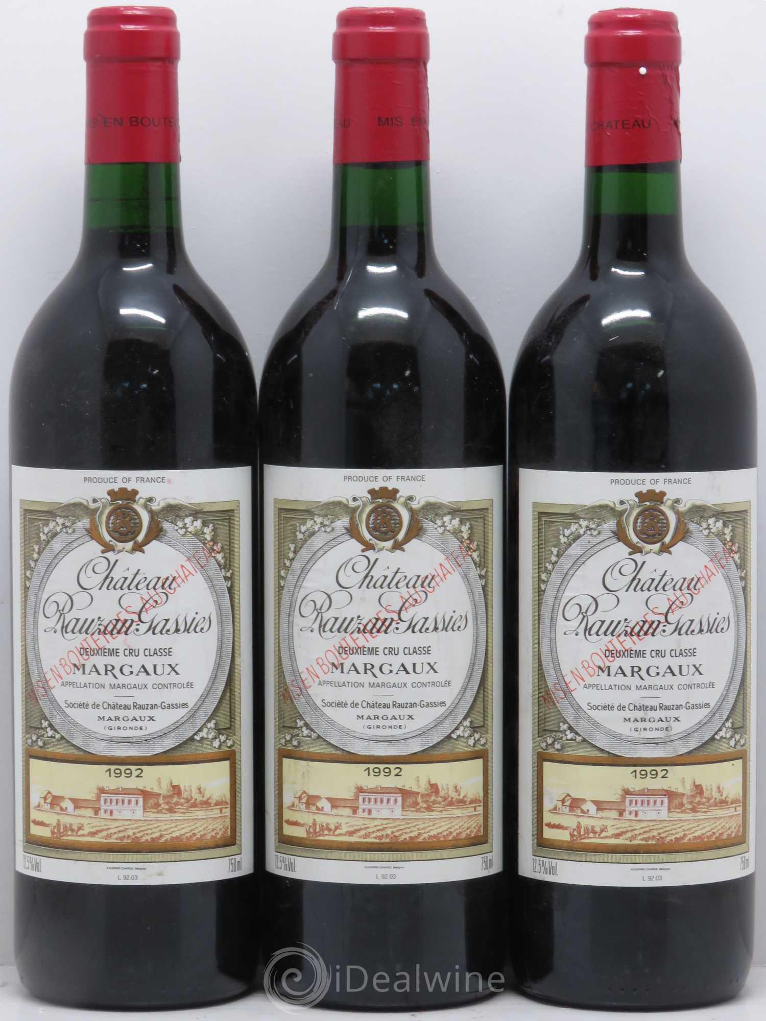 Château Rauzan-Gassies 2ème Grand Cru Classé 1992 - Lot de 3 bouteilles - 0