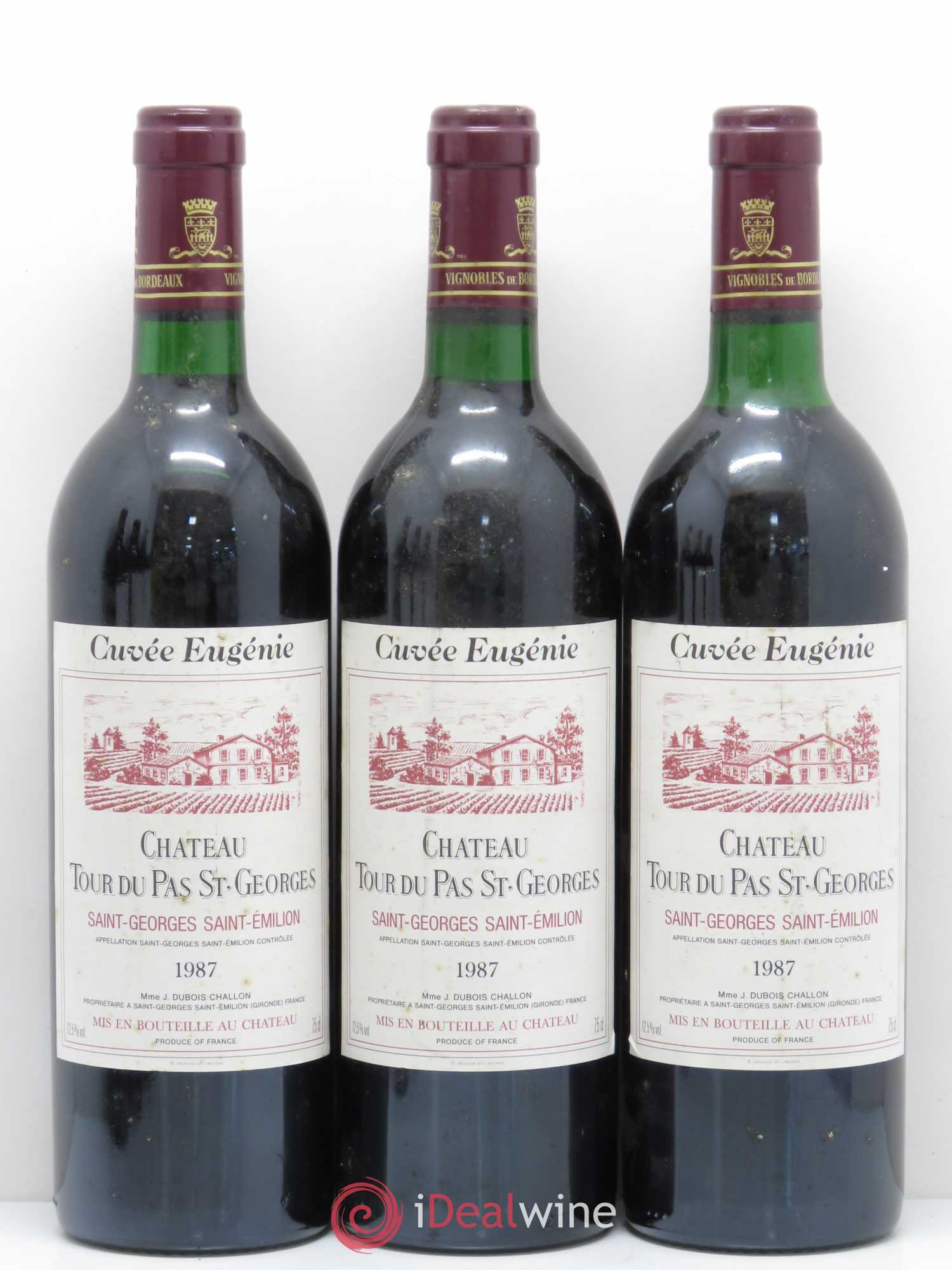 Bordeaux Tour du Pas Saint Georges cuvée Eugénie Saint-Georges Saint-Emilion 1987 - Posten von 3 Flaschen - 0