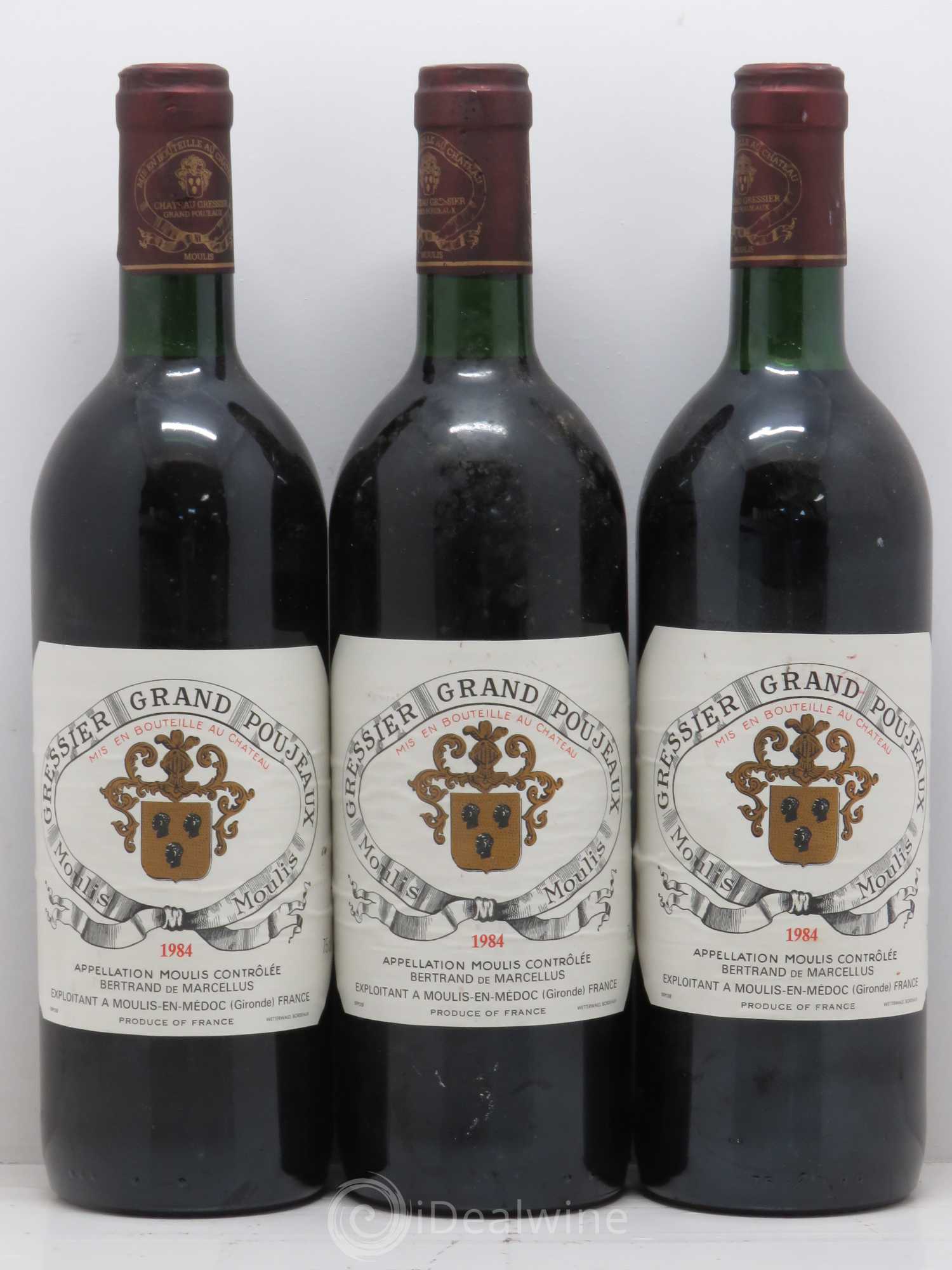Château Moulis Moulin Gressier Poujeaux (sans prix de réserve) 1984 - Posten von 3 Flaschen - 0