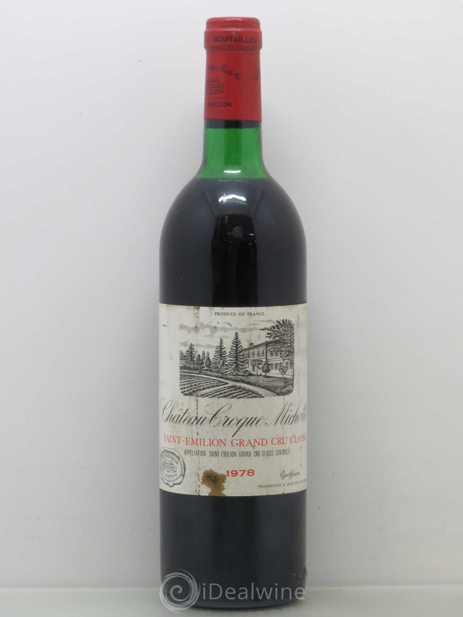 Château Croque Michotte 1978 - Lot de 1 bouteille - 0