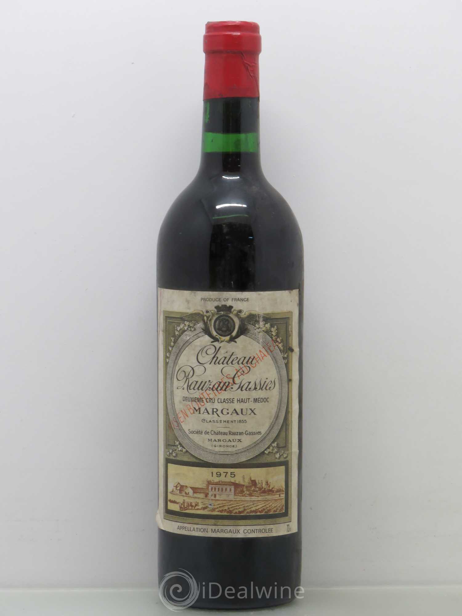 Château Rauzan-Gassies 2ème Grand Cru Classé 1975 - Lot de 1 bouteille - 0