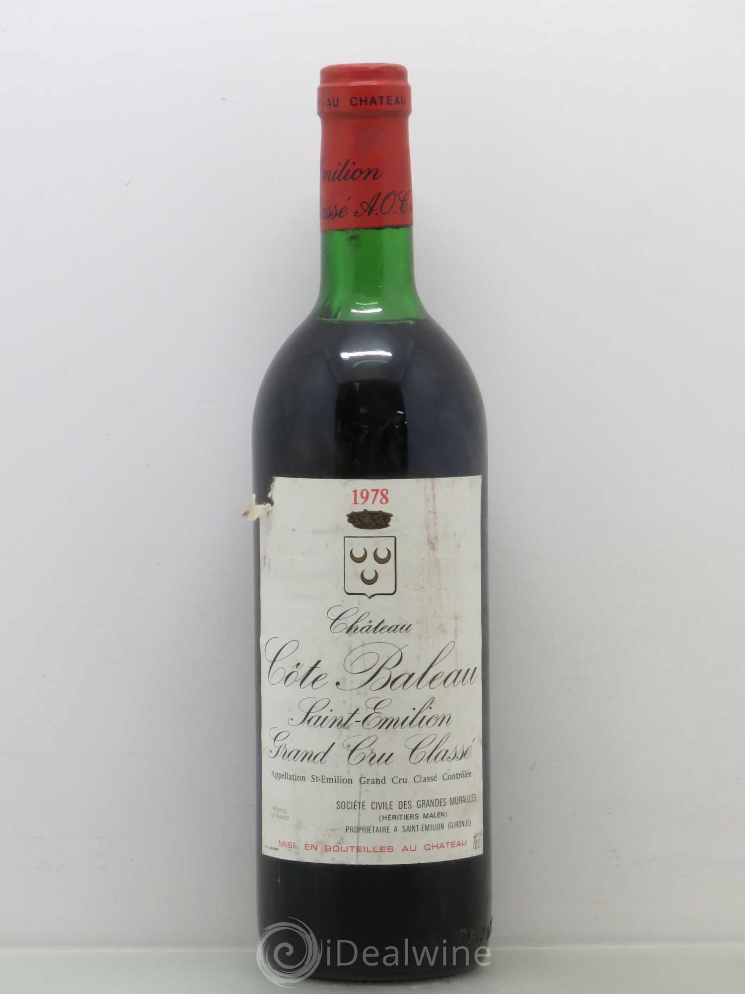 Saint-Émilion Château Côte de Baleau 1978 - Posten von 1 Flasche - 0