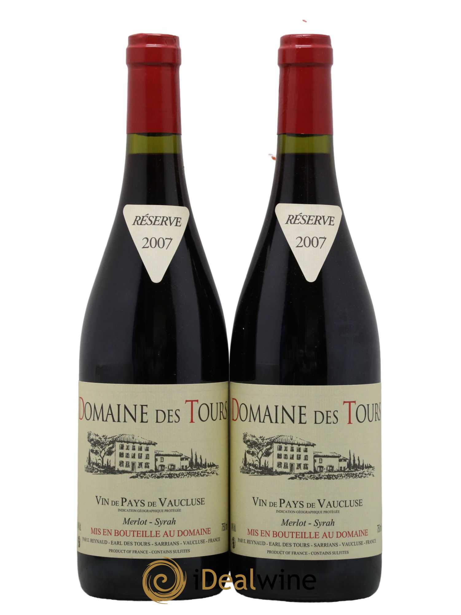 Vaucluse Domaine des Tours Merlot-Syrah Emmanuel Reynaud 2007 - Lot de 2 bouteilles - 0
