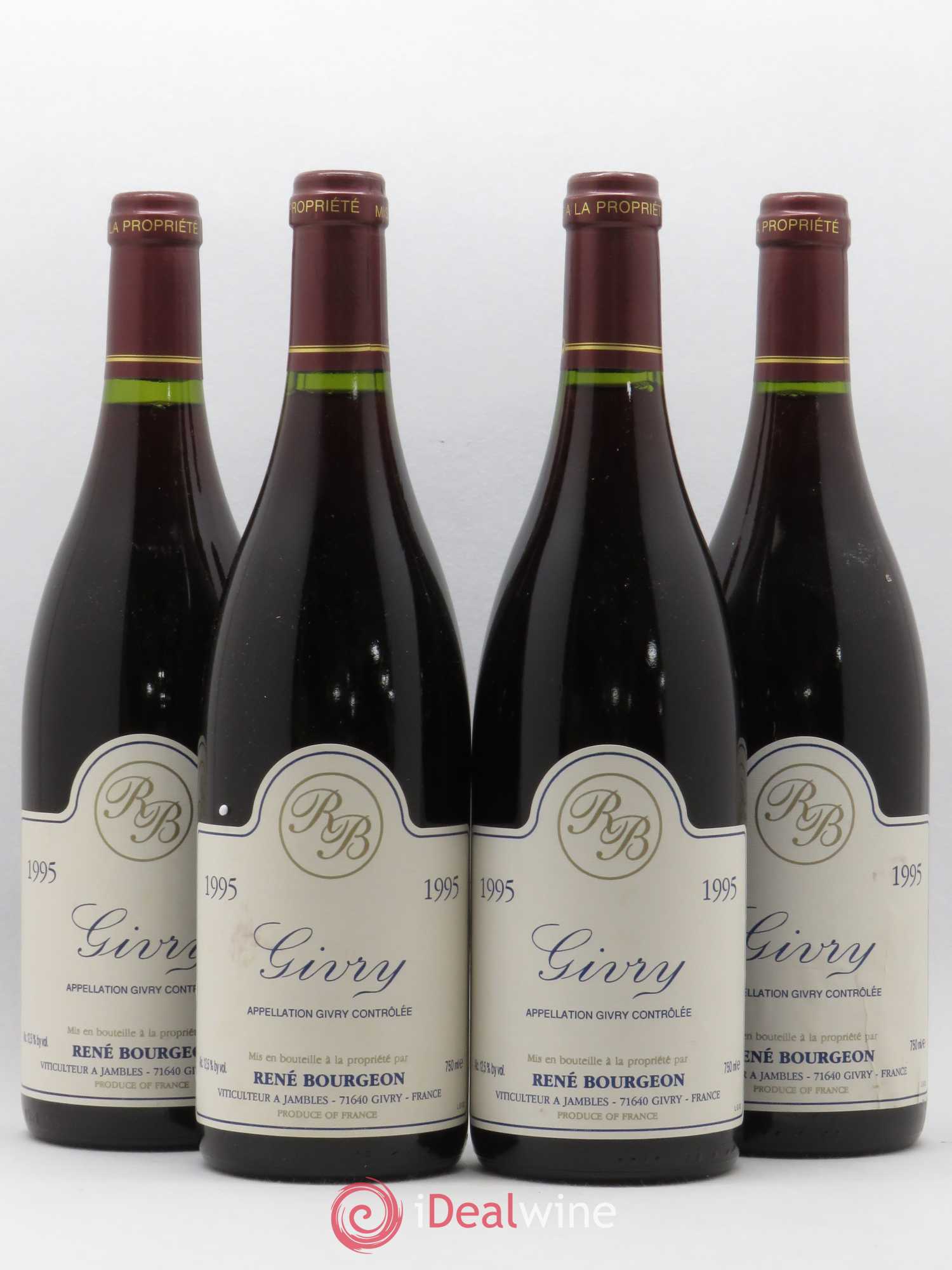 Givry René Bourgeon 1995 - Lot de 4 bouteilles - 0
