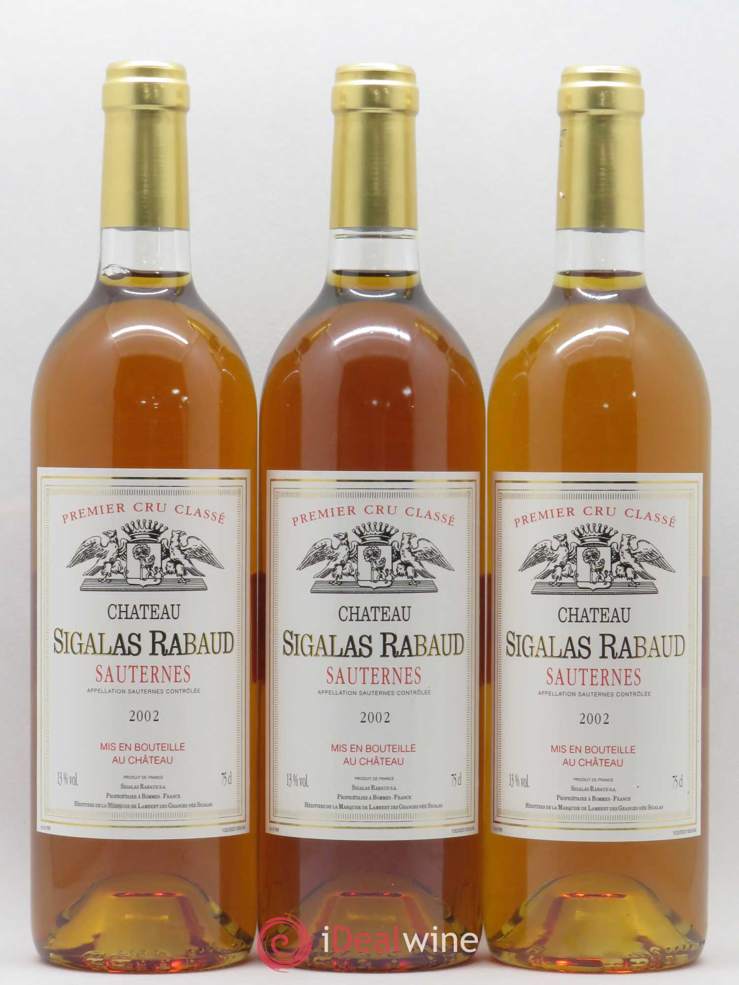 Château Sigalas Rabaud 1er Grand Cru Classé 2002 - Lotto di 3 bottiglie - 0