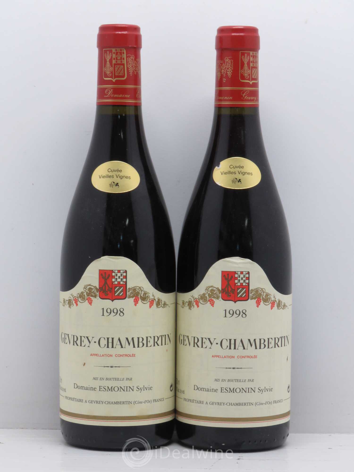 Gevrey-Chambertin Vieilles Vignes Sylvie Esmonin 1998 - Lot de 2 bouteilles - 0