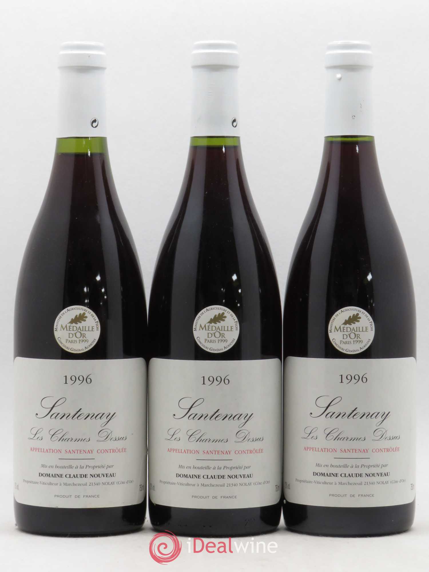 Santenay Les Charmes Dessus Domaine Claude Nouveau 1996 - Lot de 3 bouteilles - 0
