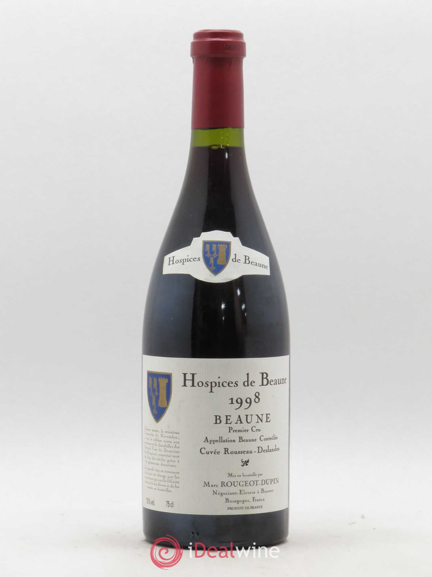 Beaune 1er Cru Hospice de Beaune Cuvée Rousseau Deslandes Rougeot-Dupin 1998 - Posten von 1 Flasche - 0