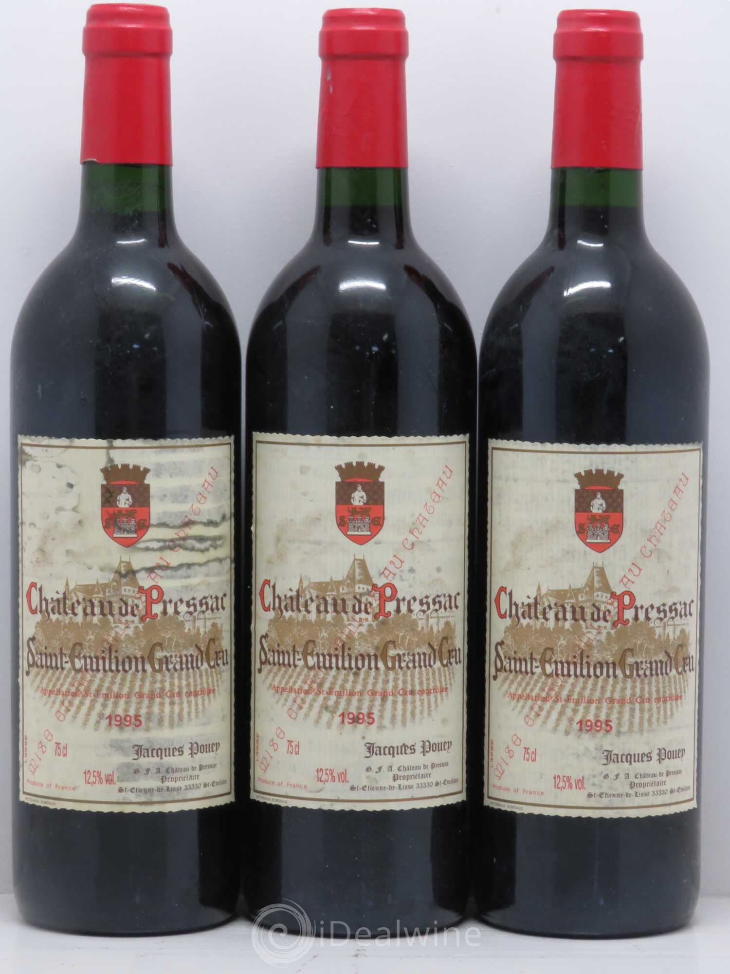 Château de Pressac Grand Cru Classé 1995 - Lot de 3 bouteilles - 0