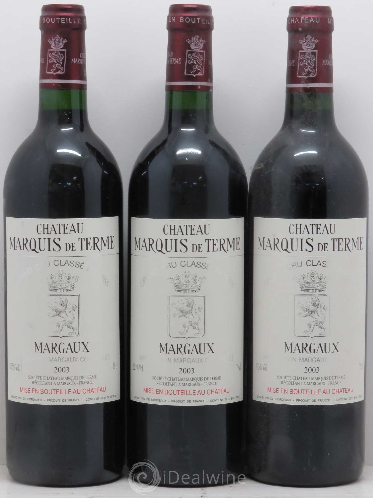 Château Marquis de Terme 4ème Grand Cru Classé 2003 - Lot de 12 bouteilles - 1