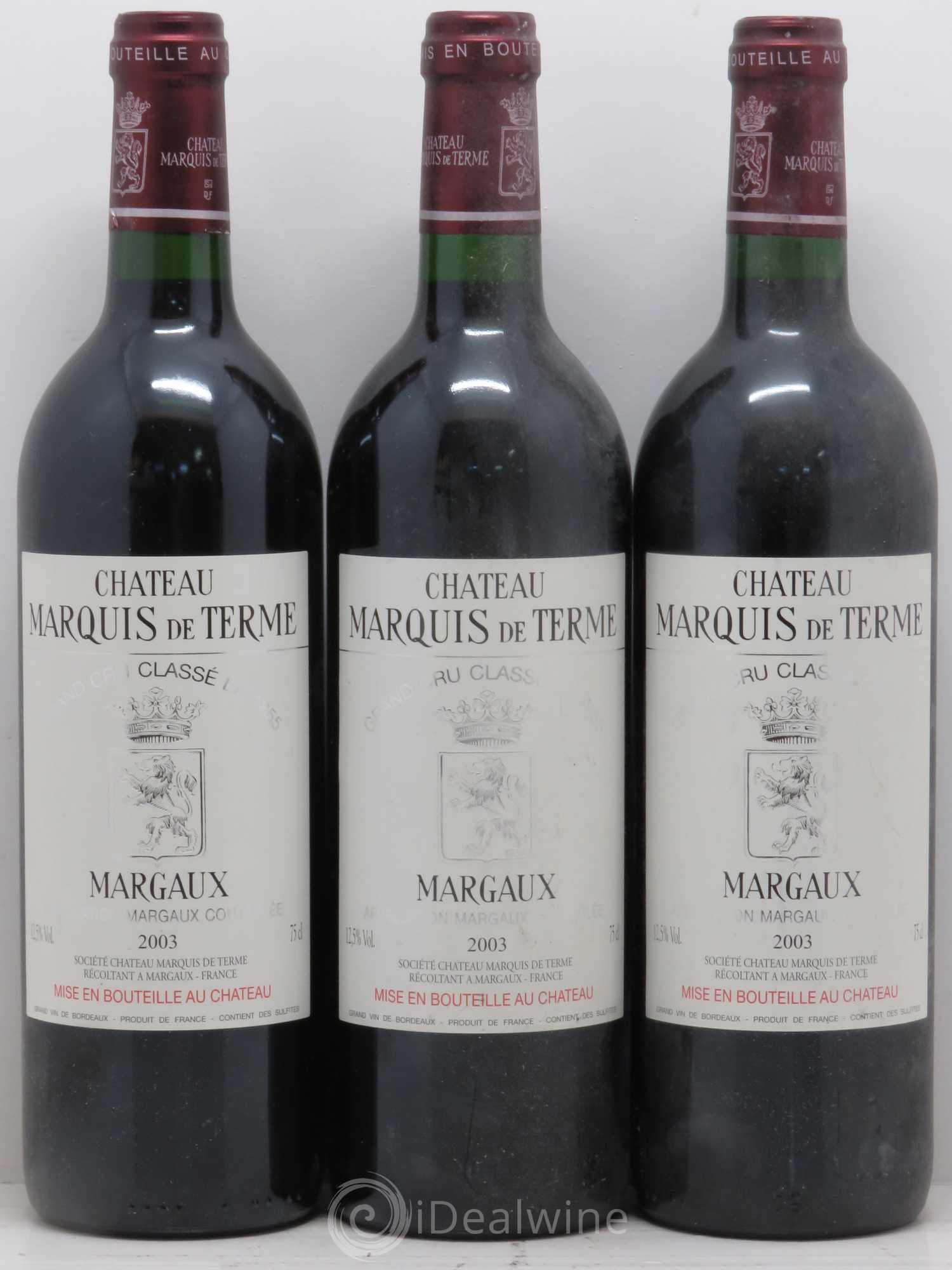 Château Marquis de Terme 4ème Grand Cru Classé 2003 - Lot de 12 bouteilles - 2