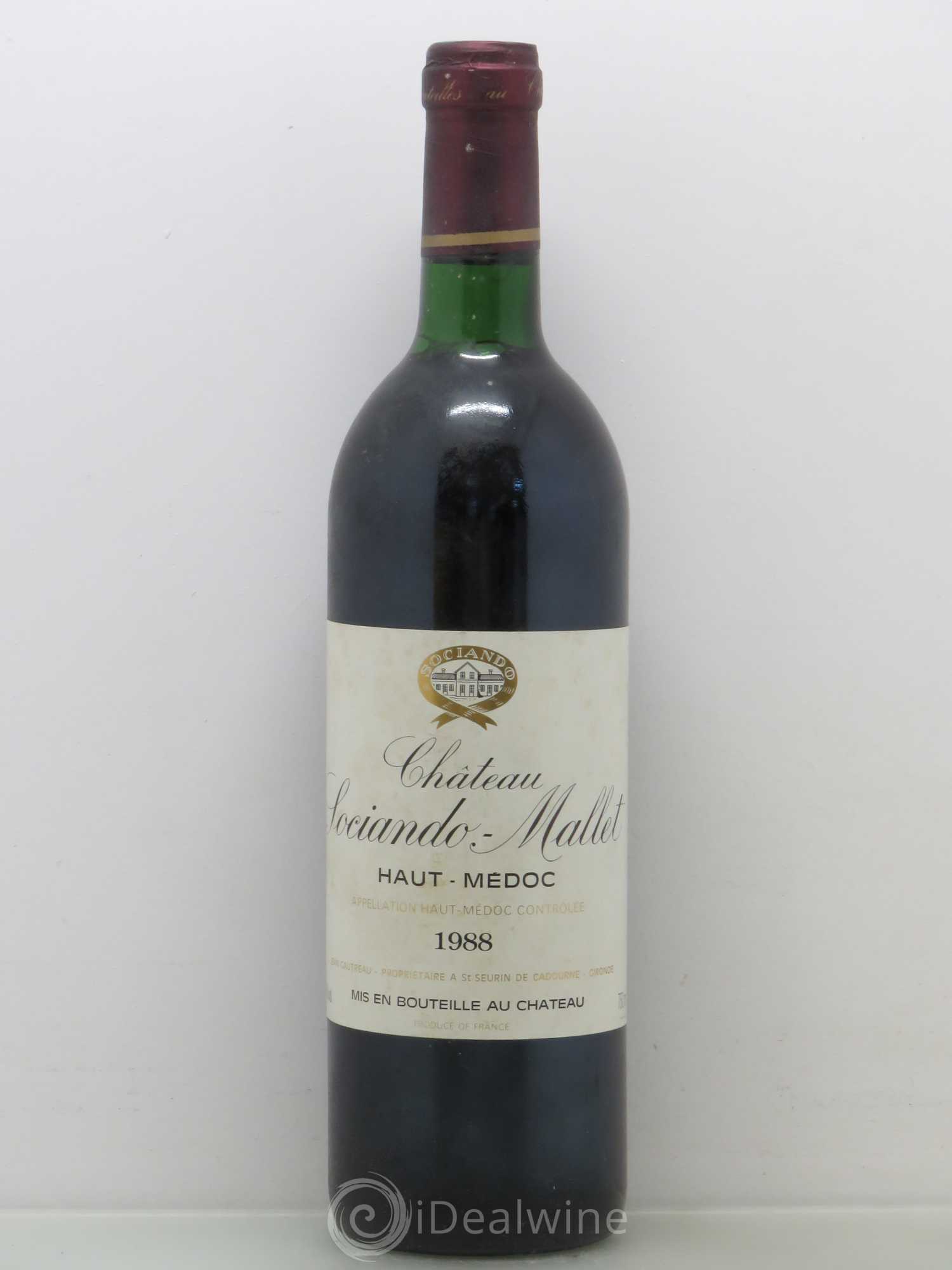Château Sociando Mallet 1988 - Lot de 1 bouteille - 0