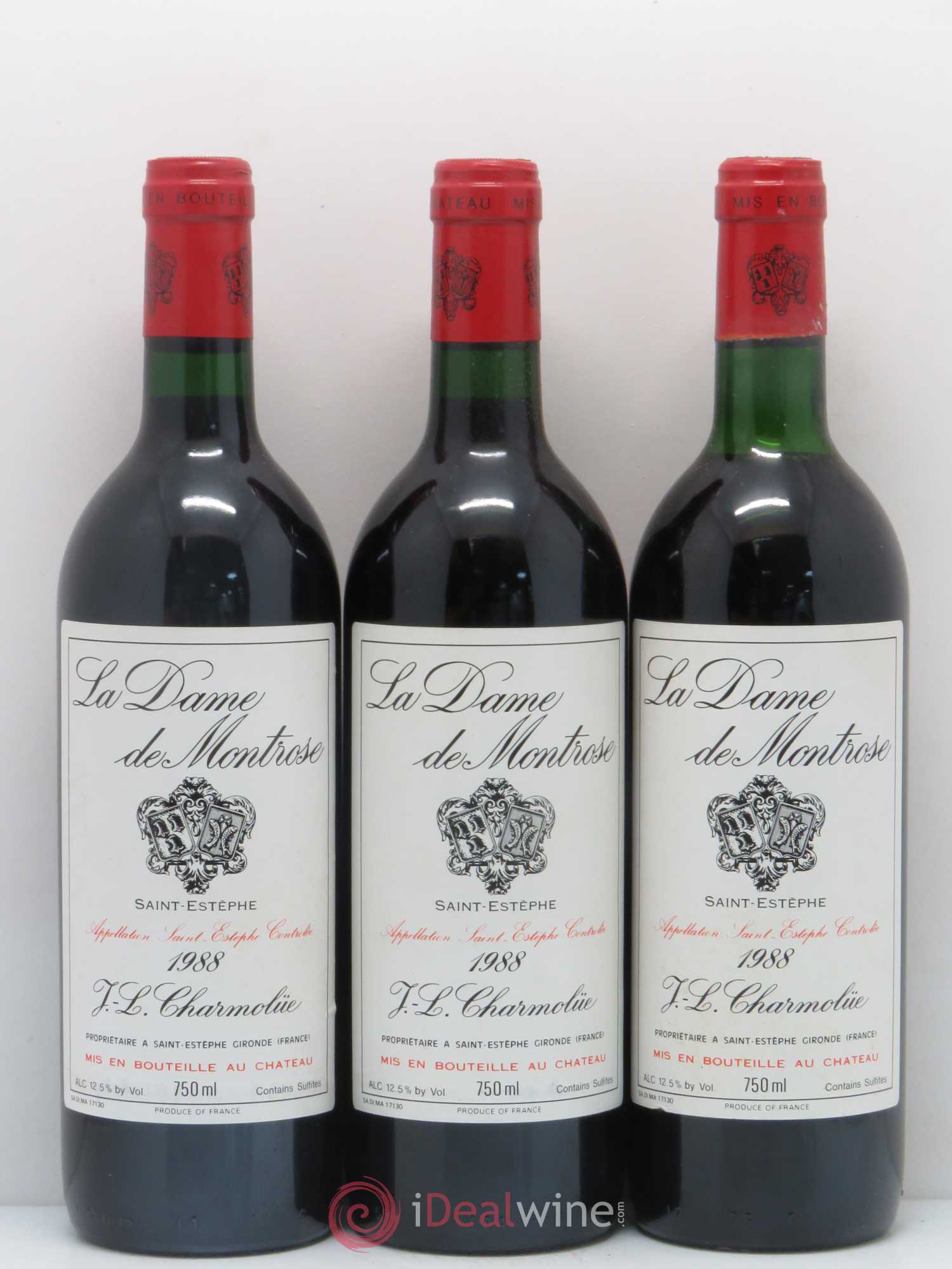 La Dame de Montrose Second Vin 1988 - Lot de 3 bouteilles - 0