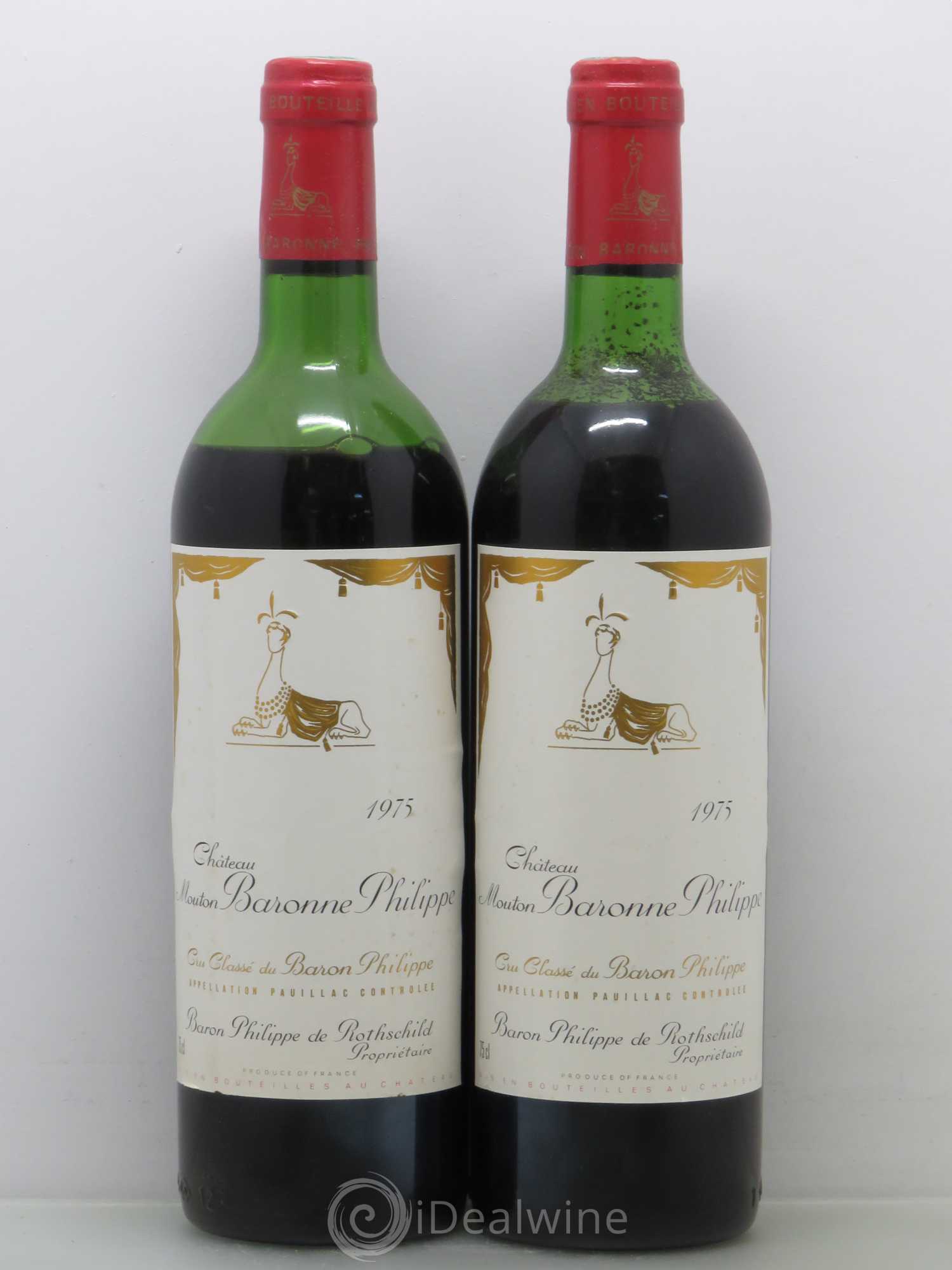 Château d' Armailhac - Mouton Baron(ne) Philippe 5ème Grand Cru Classé 1975 - Lot de 2 bouteilles - 0