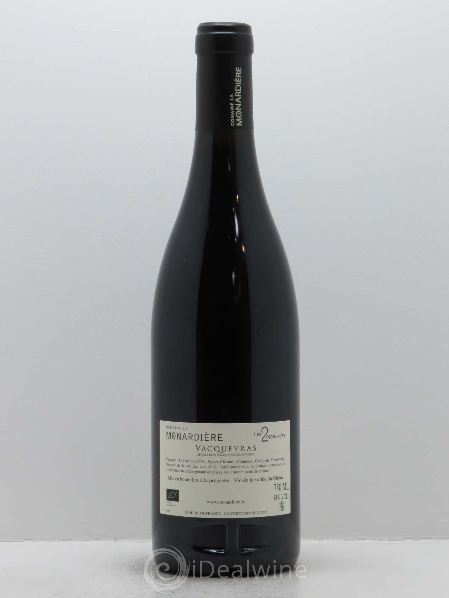 Vacqueyras Les 2 Monardes La Monardière (Domaine) 2015 - Lot de 1 bouteille - 1