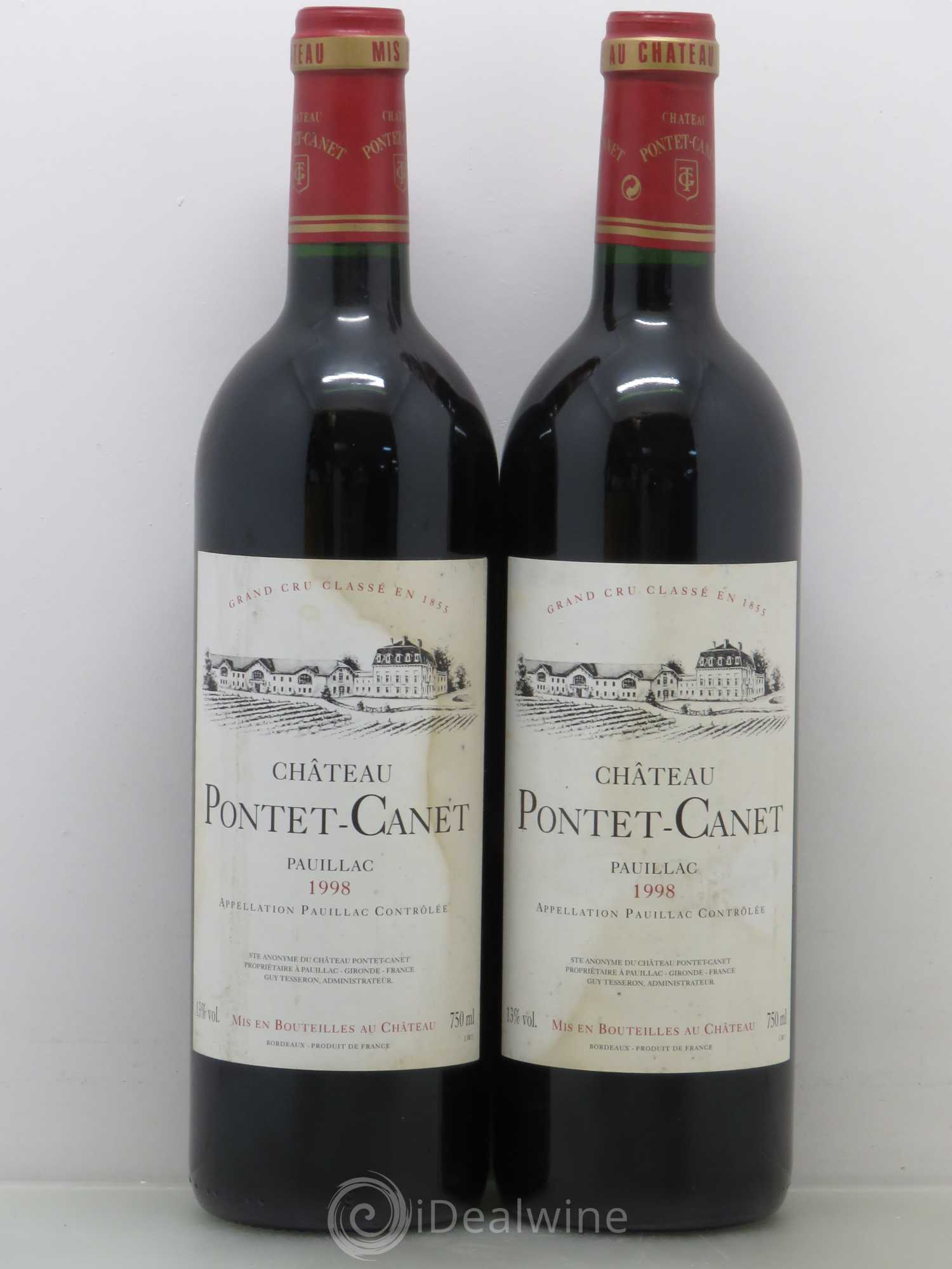 Château Pontet Canet 5ème Grand Cru Classé 1998 - Lot de 2 bouteilles - 0