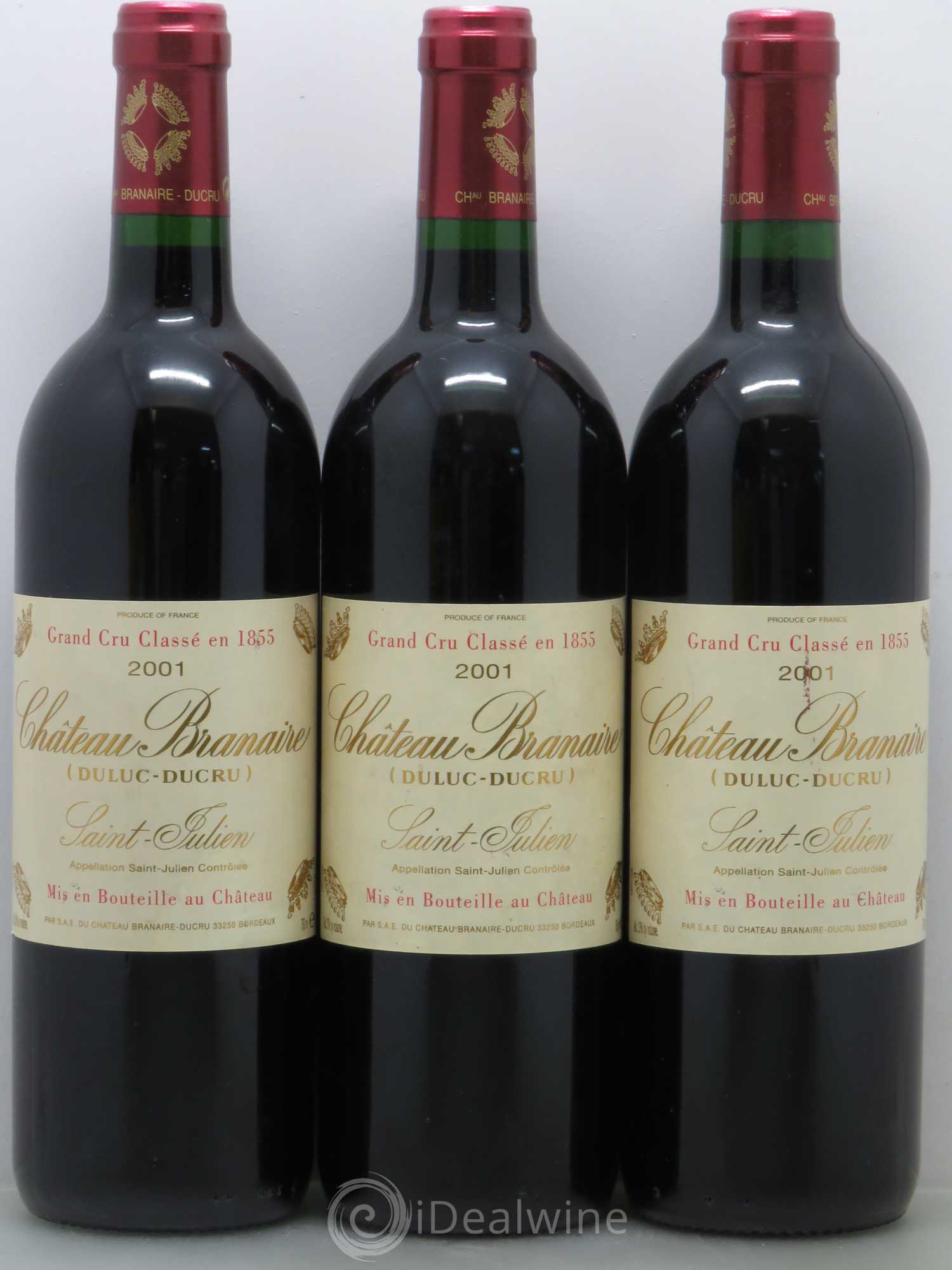 Château Branaire Ducru 4ème Grand Cru Classé 2001 - Lot de 3 bouteilles - 0