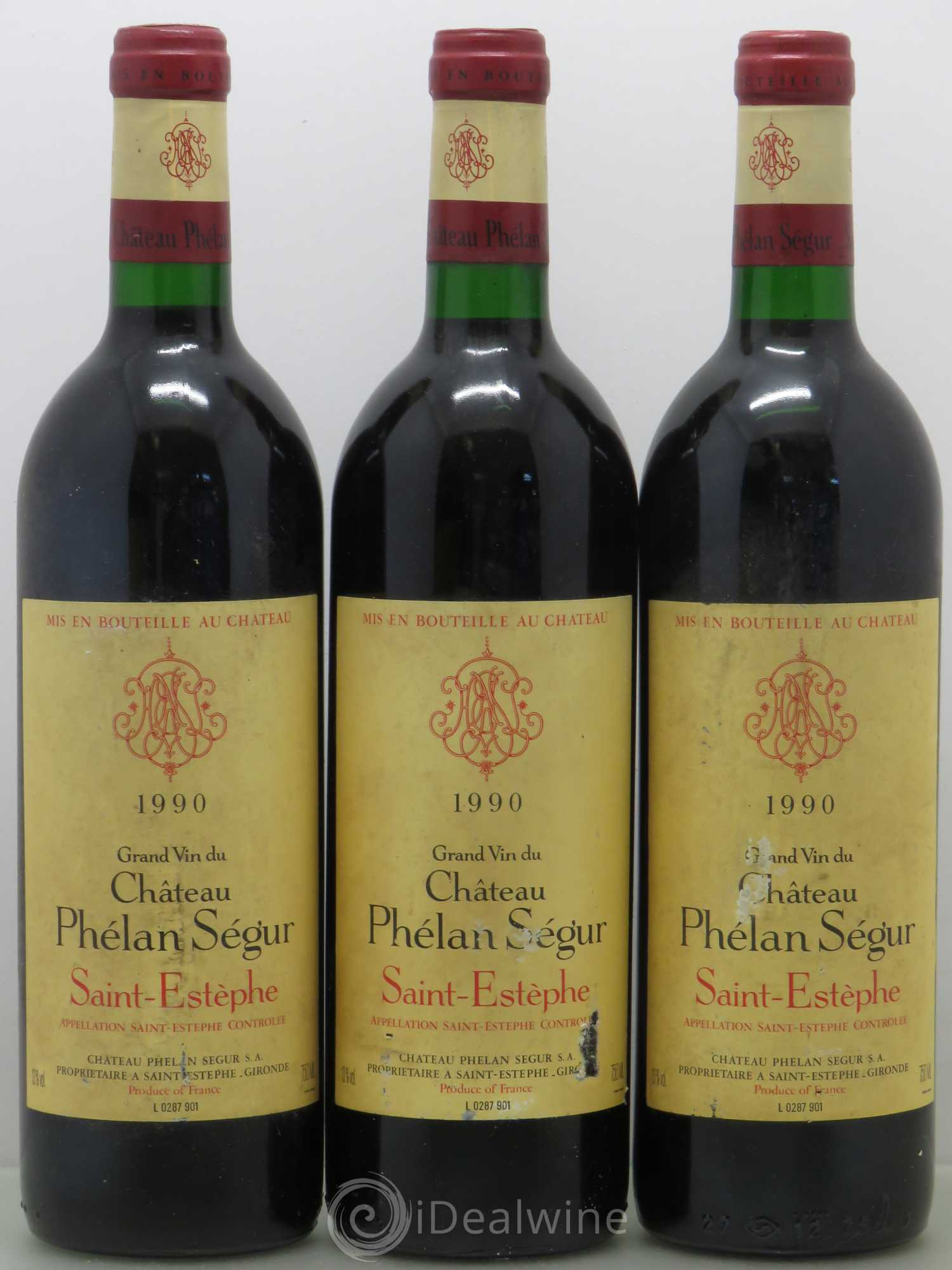 Château Phélan Ségur 1990 - Lot de 3 bouteilles - 0