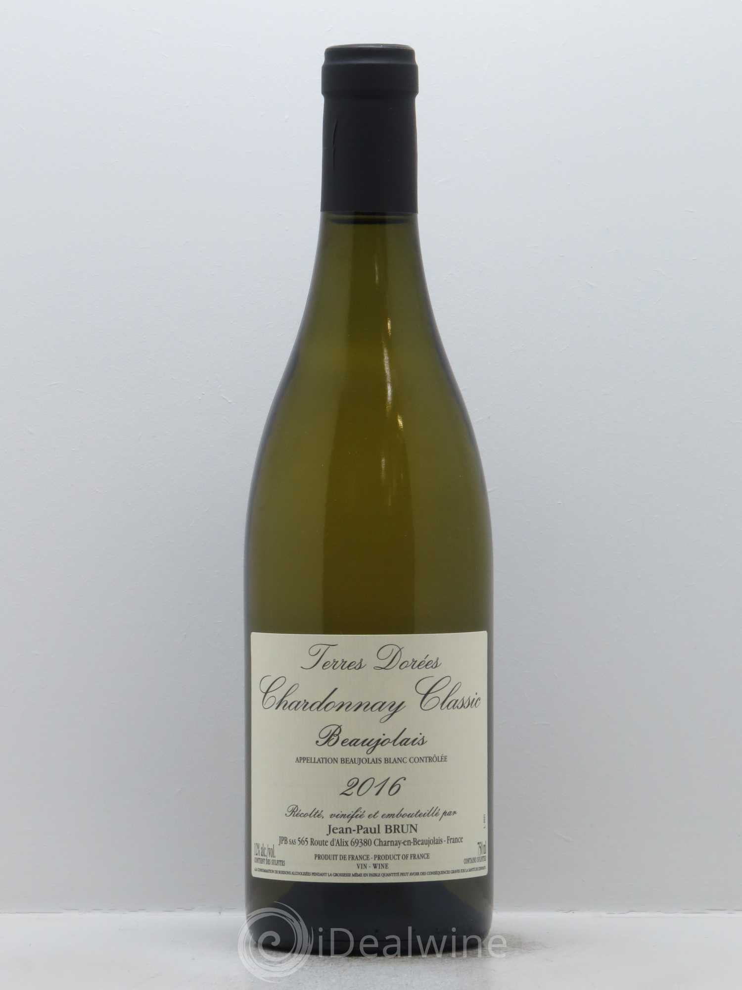 Beaujolais Chardonnay Classic Terres dorées - J-P. Brun (Domaine des) 2016 - Lot de 1 bouteille - 0