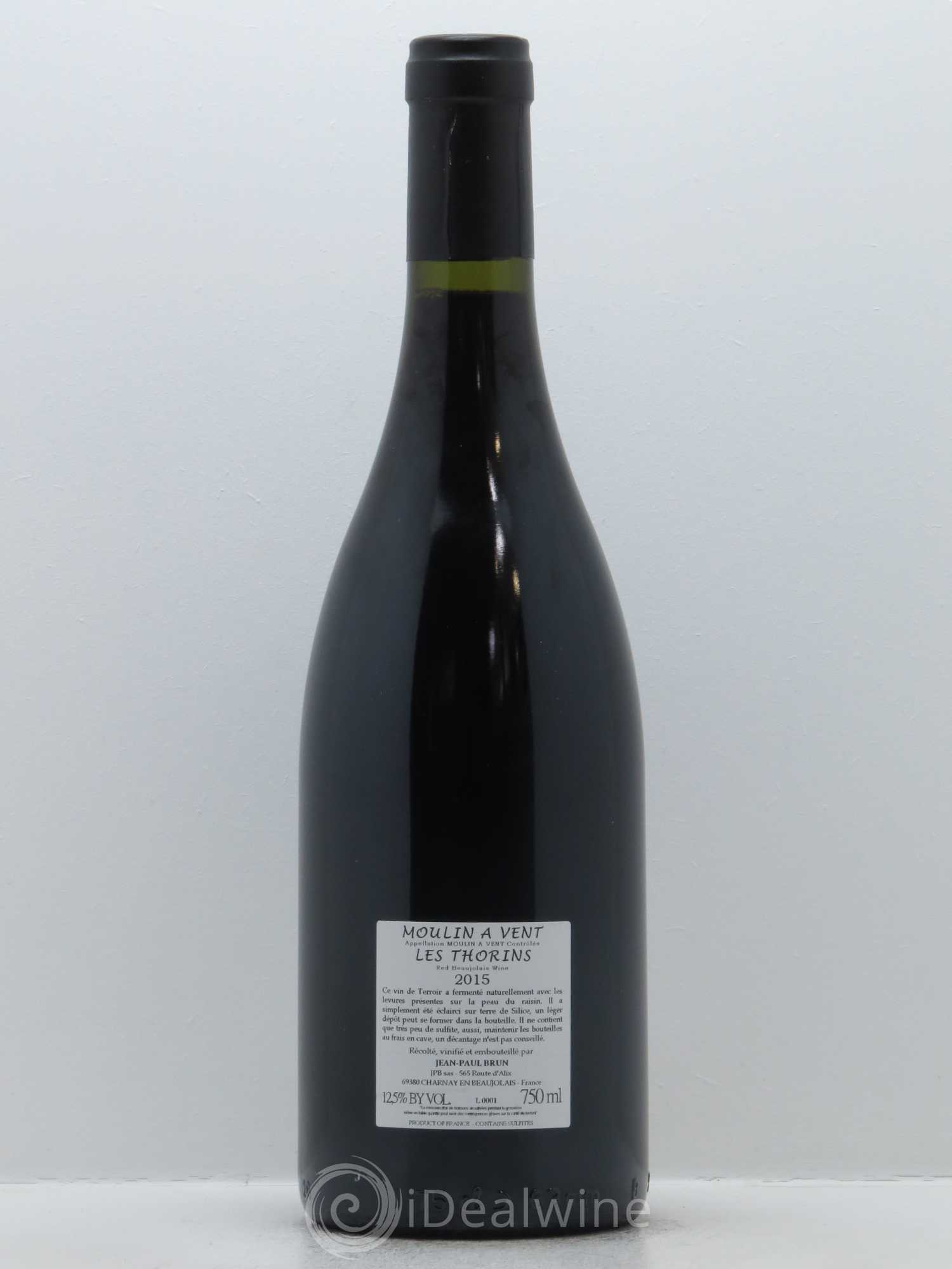 Moulin-à-Vent Les Thorins Terres dorées - J-P. Brun (Domaine des) 2015 - Lot de 1 bouteille - 1