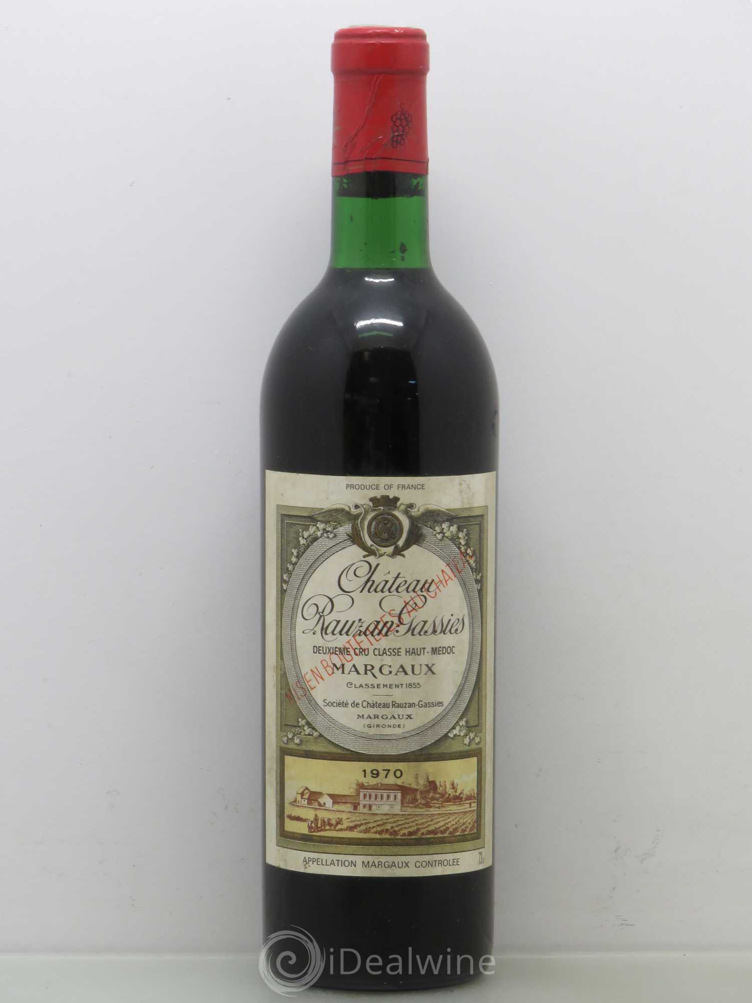 Château Rauzan-Gassies 2ème Grand Cru Classé 1970 - Lot de 1 bouteille - 0