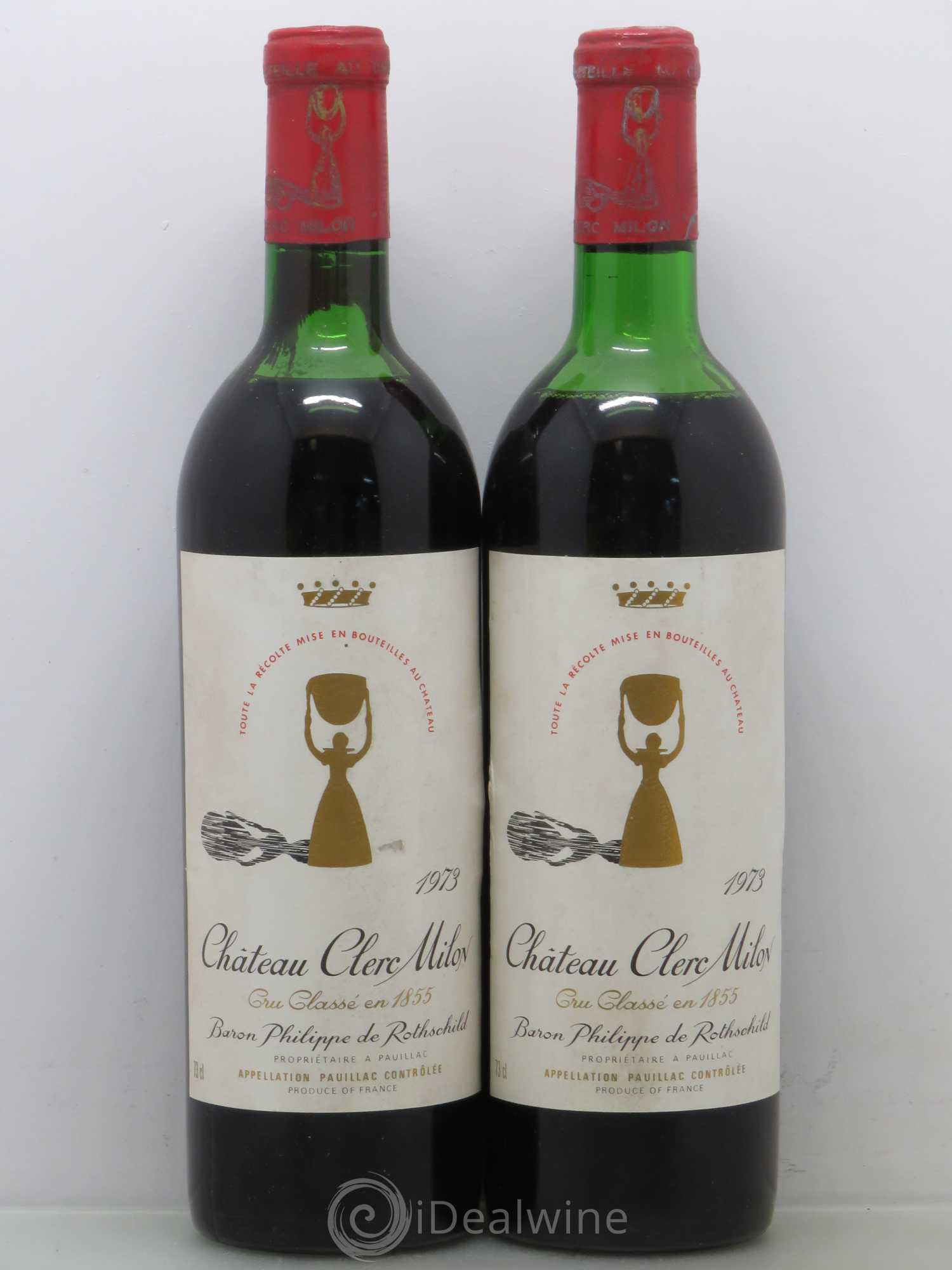 Château Clerc Milon 5ème Grand Cru Classé 1973 - Lot de 2 bouteilles - 0