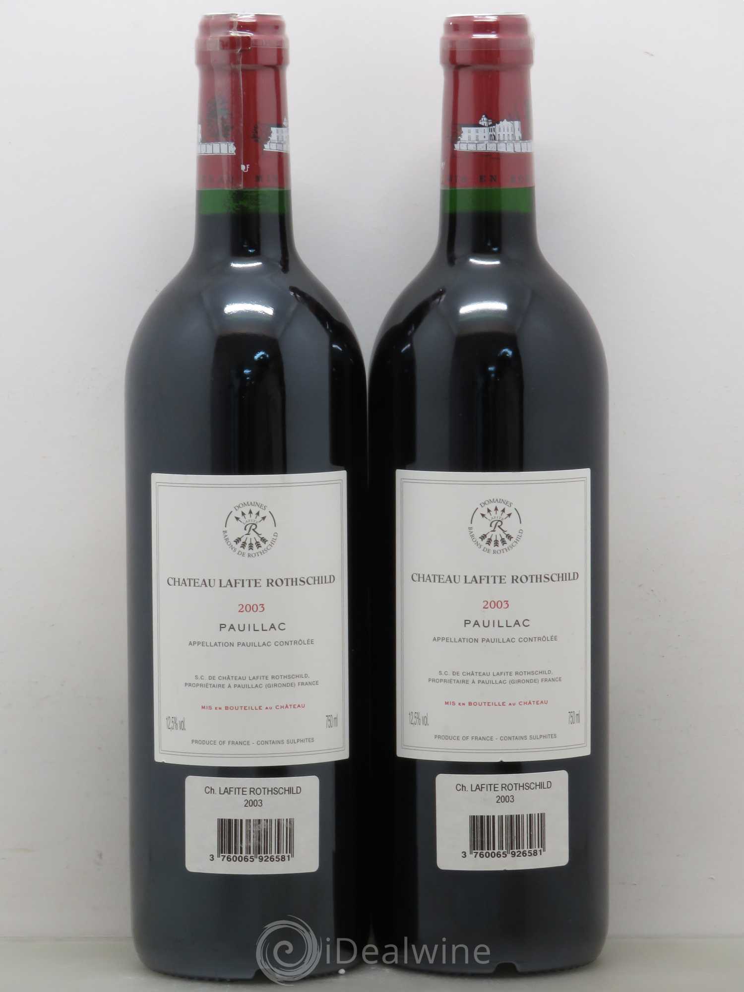 Château Lafite Rothschild 1er Grand Cru Classé 2003 - Lot de 2 bouteilles - 1