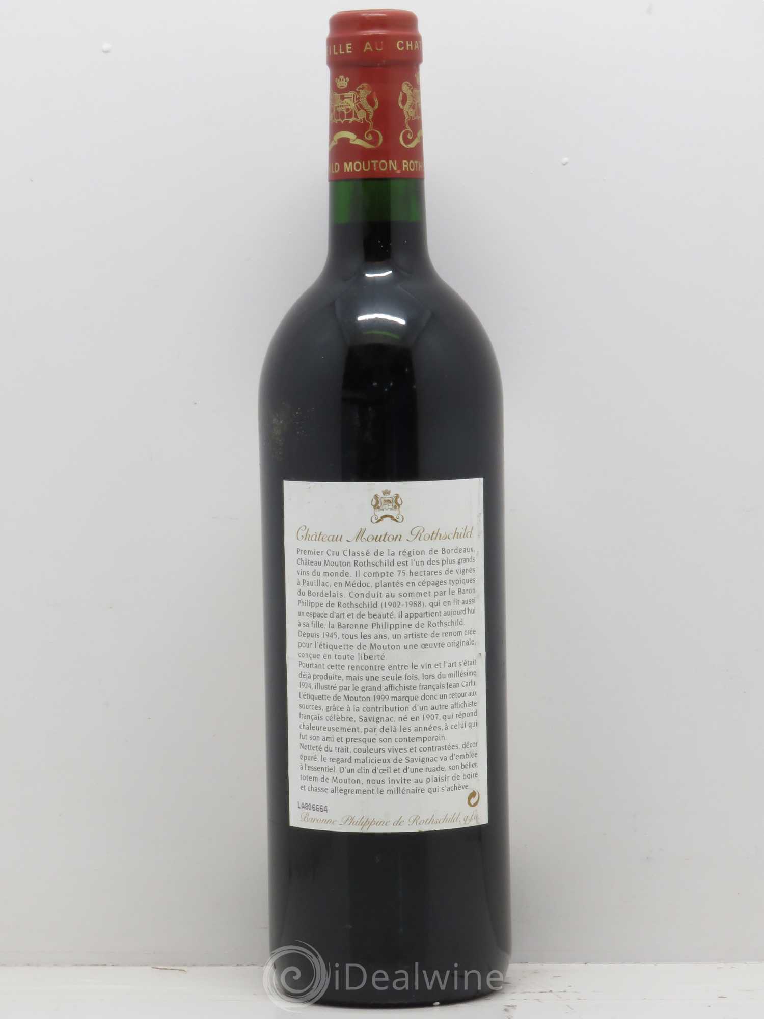 Château Mouton Rothschild 1er Grand Cru Classé 1999 - Lot de 1 bouteille - 1