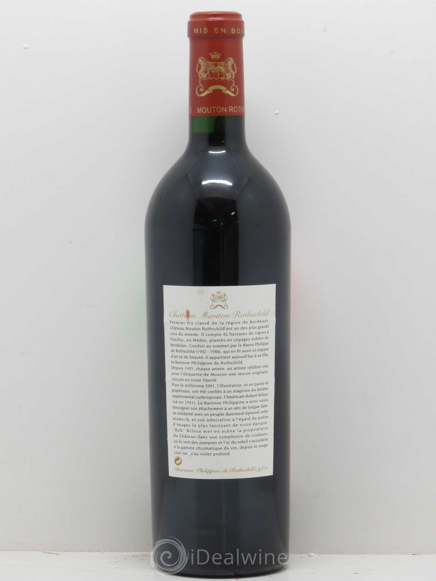 Château Mouton Rothschild 1er Grand Cru Classé 2001 - Lot de 1 bouteille - 1