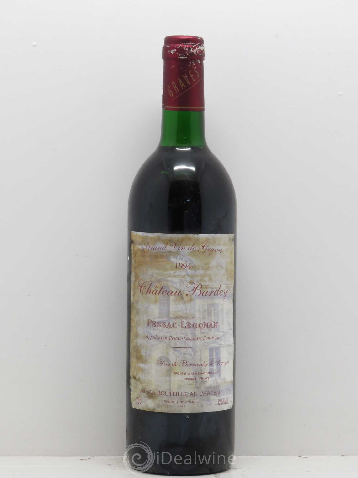 Pessac-Léognan Château Bardey (sans prix de réserve) 1994 - Posten von 1 Flasche - 0