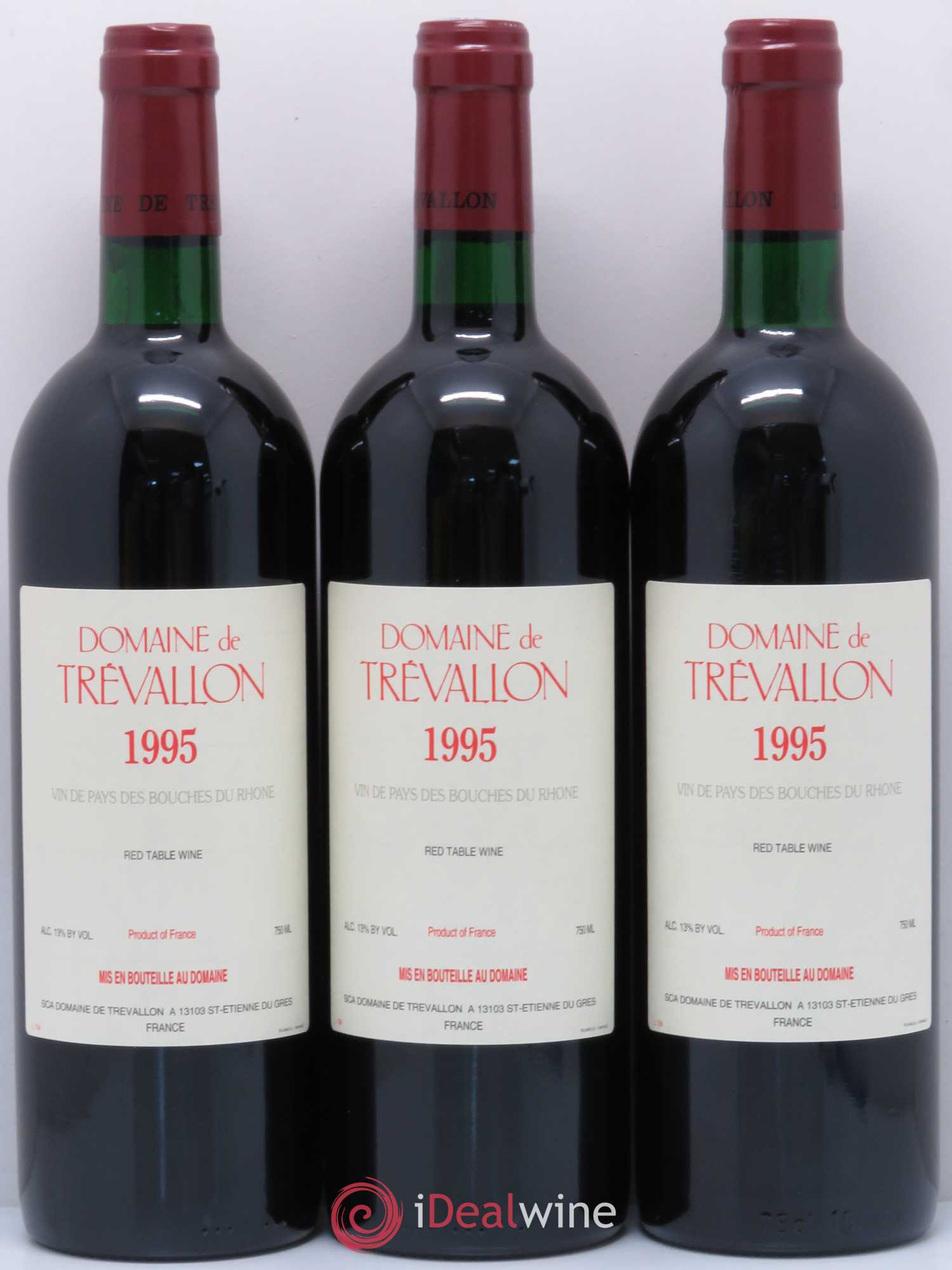 VDP Bouches du Rhône Trévallon (Domaine de) Eloi Dürrbach 1995 - Lot de 3 bouteilles - 0