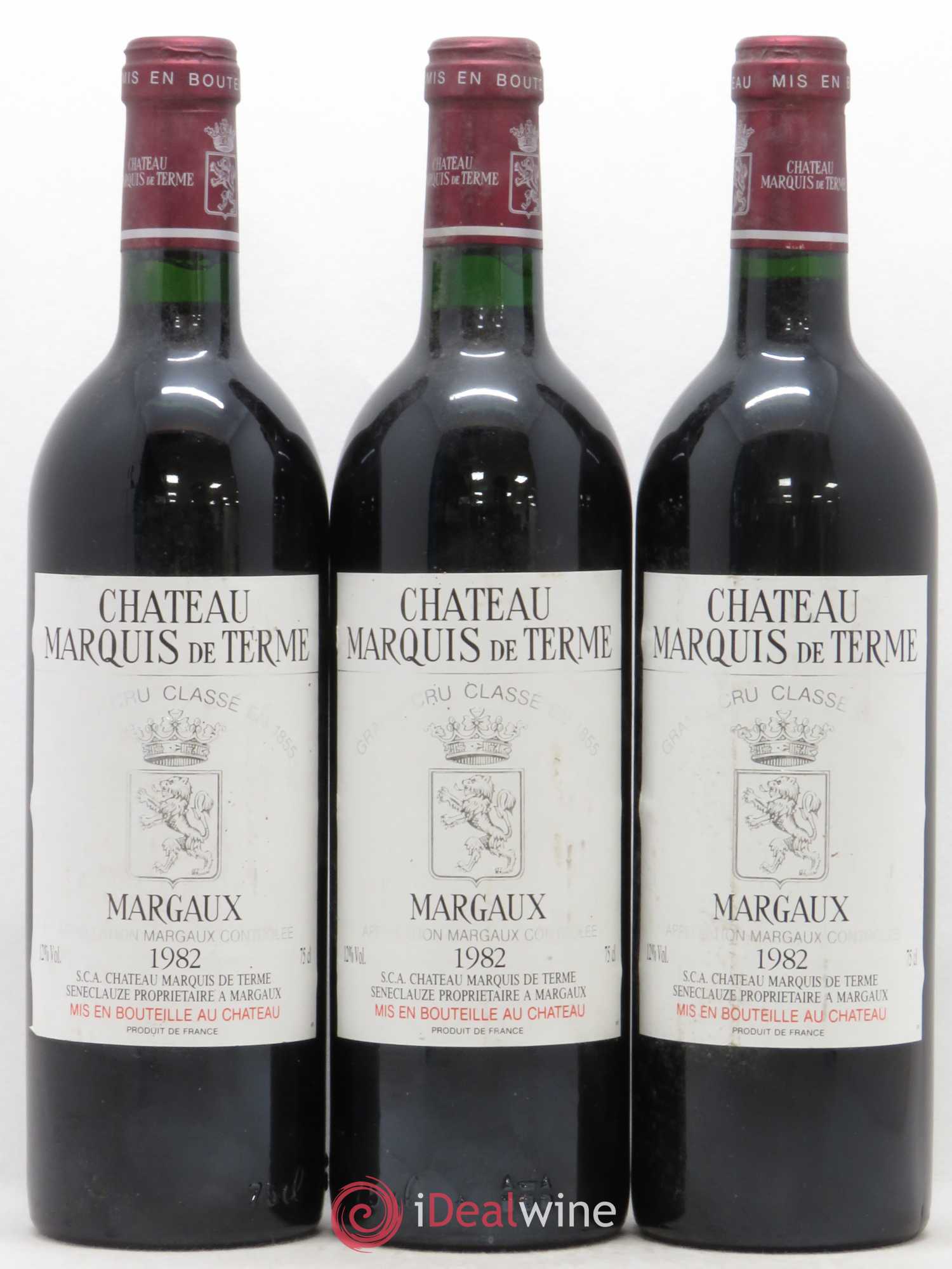 Château Marquis de Terme 4ème Grand Cru Classé 1982 - Lot de 3 bouteilles - 0