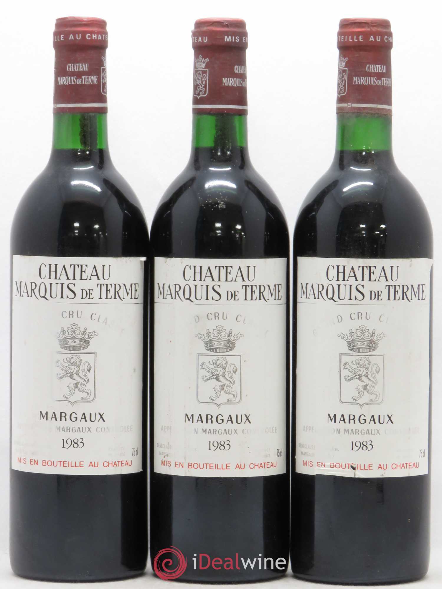 Château Marquis de Terme 4ème Grand Cru Classé 1983 - Lot de 3 bouteilles - 0