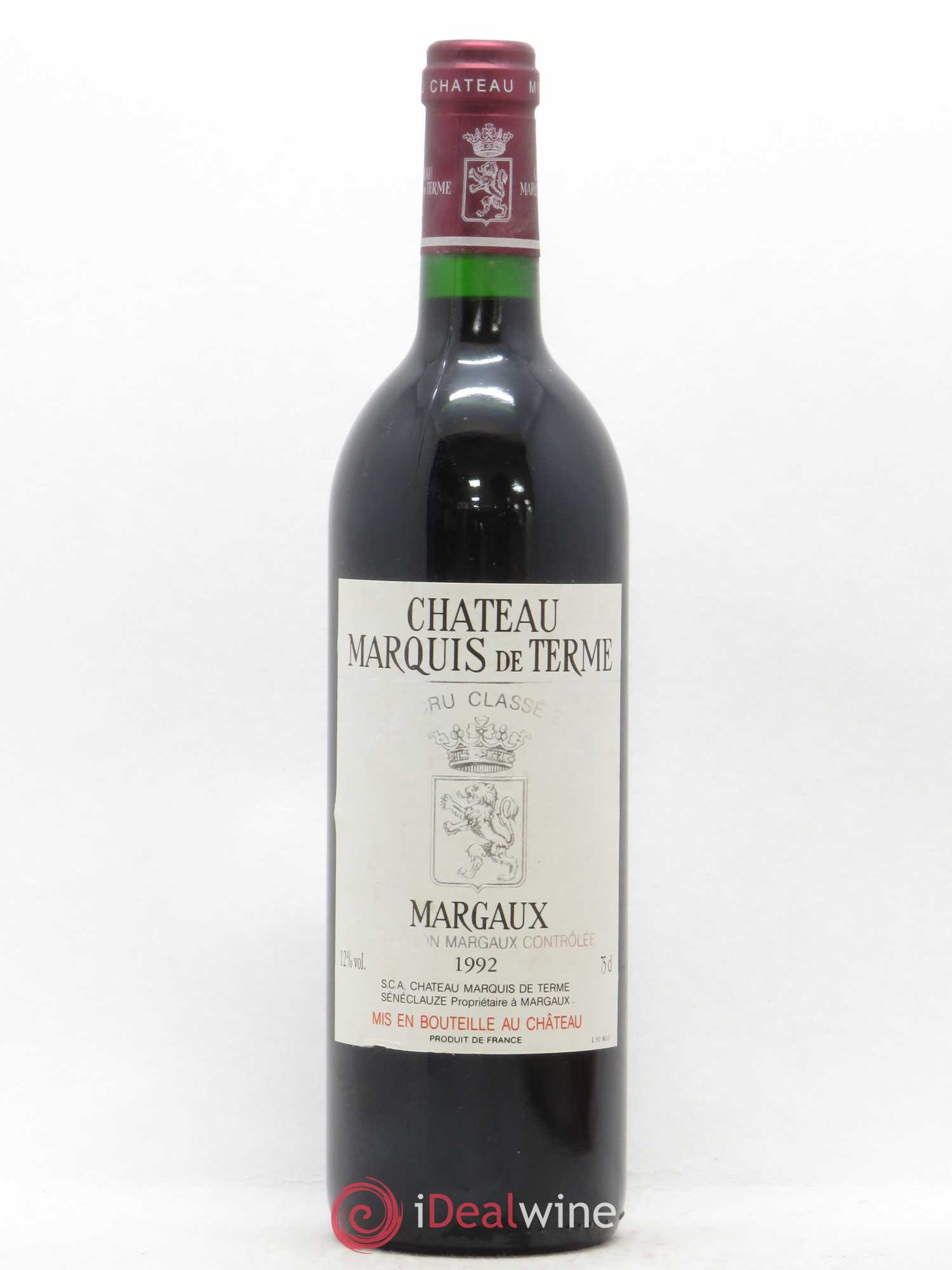 Château Marquis de Terme 4ème Grand Cru Classé 1992 - Lot de 1 bouteille - 0