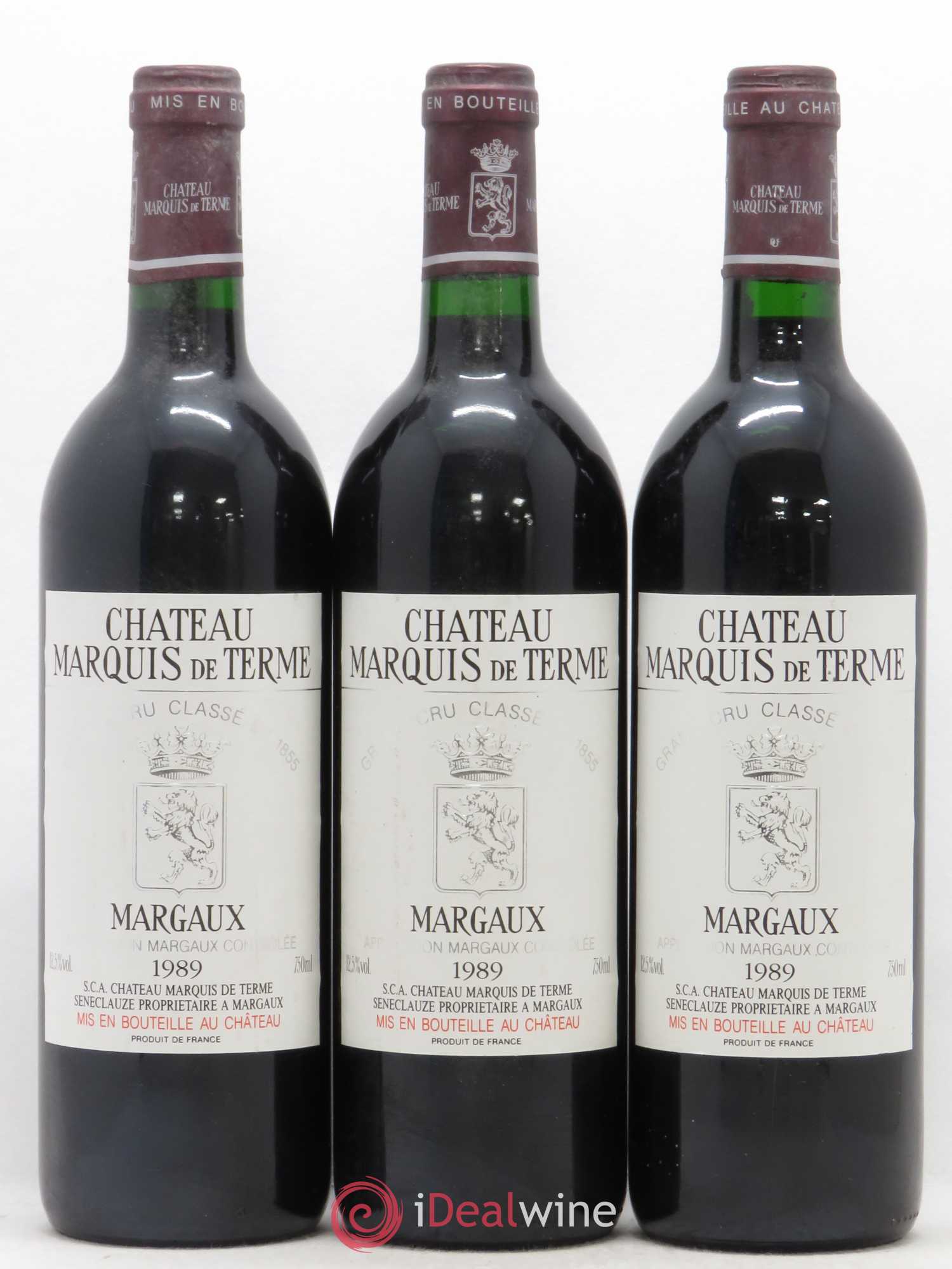 Château Marquis de Terme 4ème Grand Cru Classé 1989 - Lot de 3 bouteilles - 0