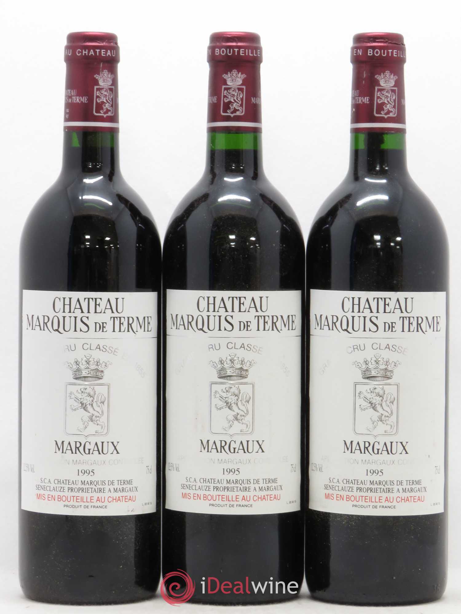 Château Marquis de Terme 4ème Grand Cru Classé 1995 - Lot de 3 bouteilles - 0
