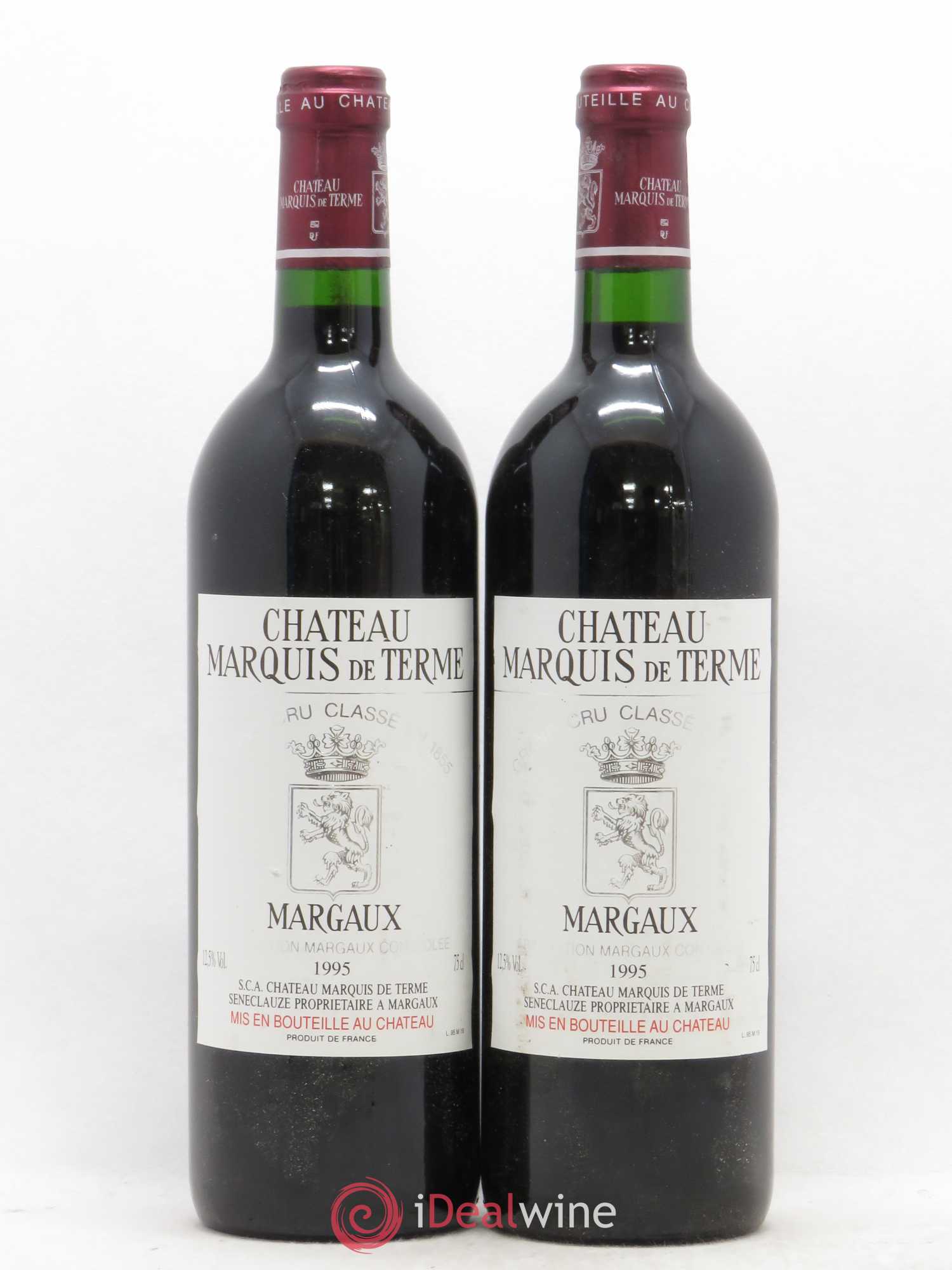 Château Marquis de Terme 4ème Grand Cru Classé 1995 - Lot de 2 bouteilles - 0