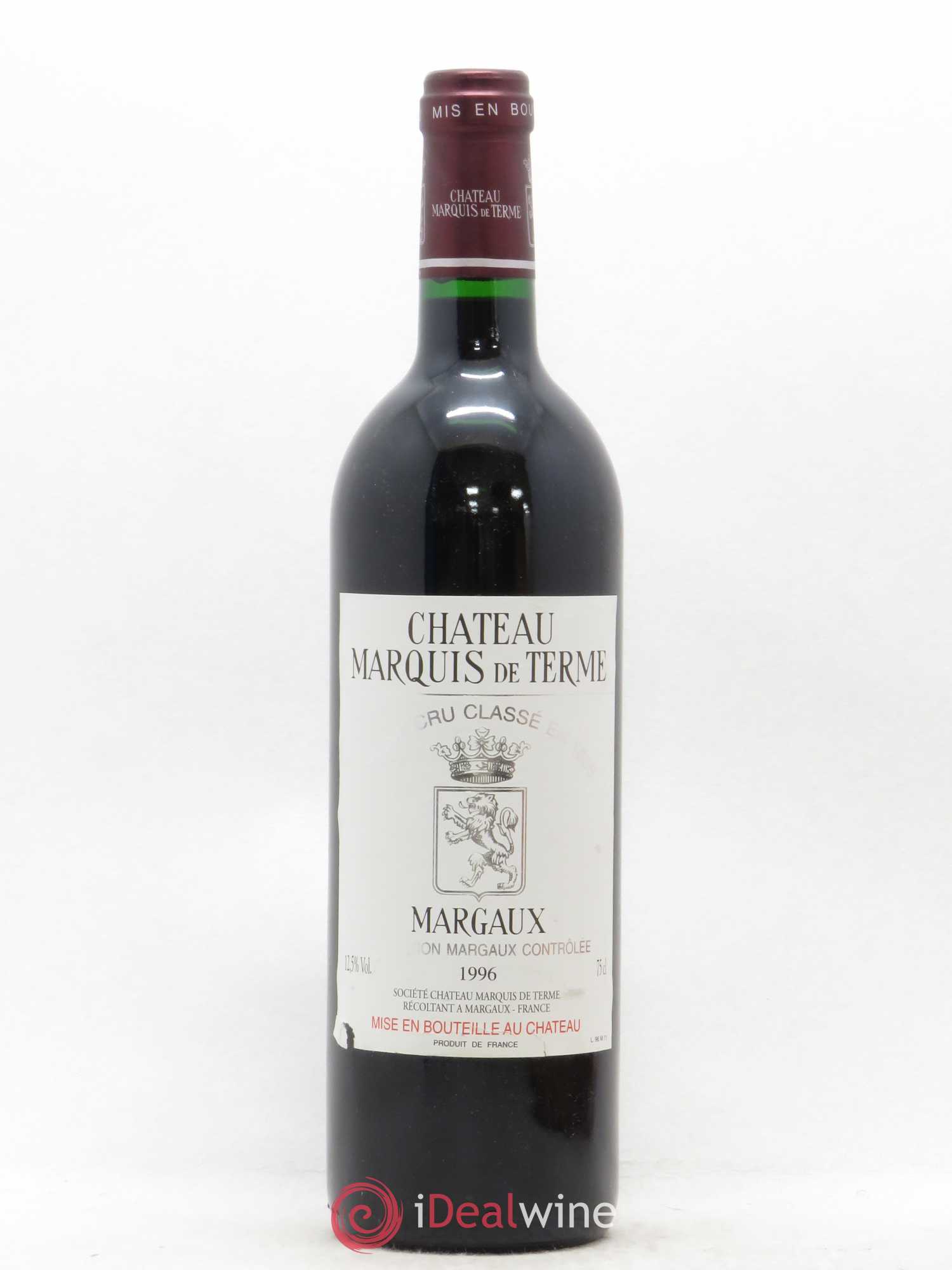 Château Marquis de Terme 4ème Grand Cru Classé 1996 - Lot de 1 bouteille - 0
