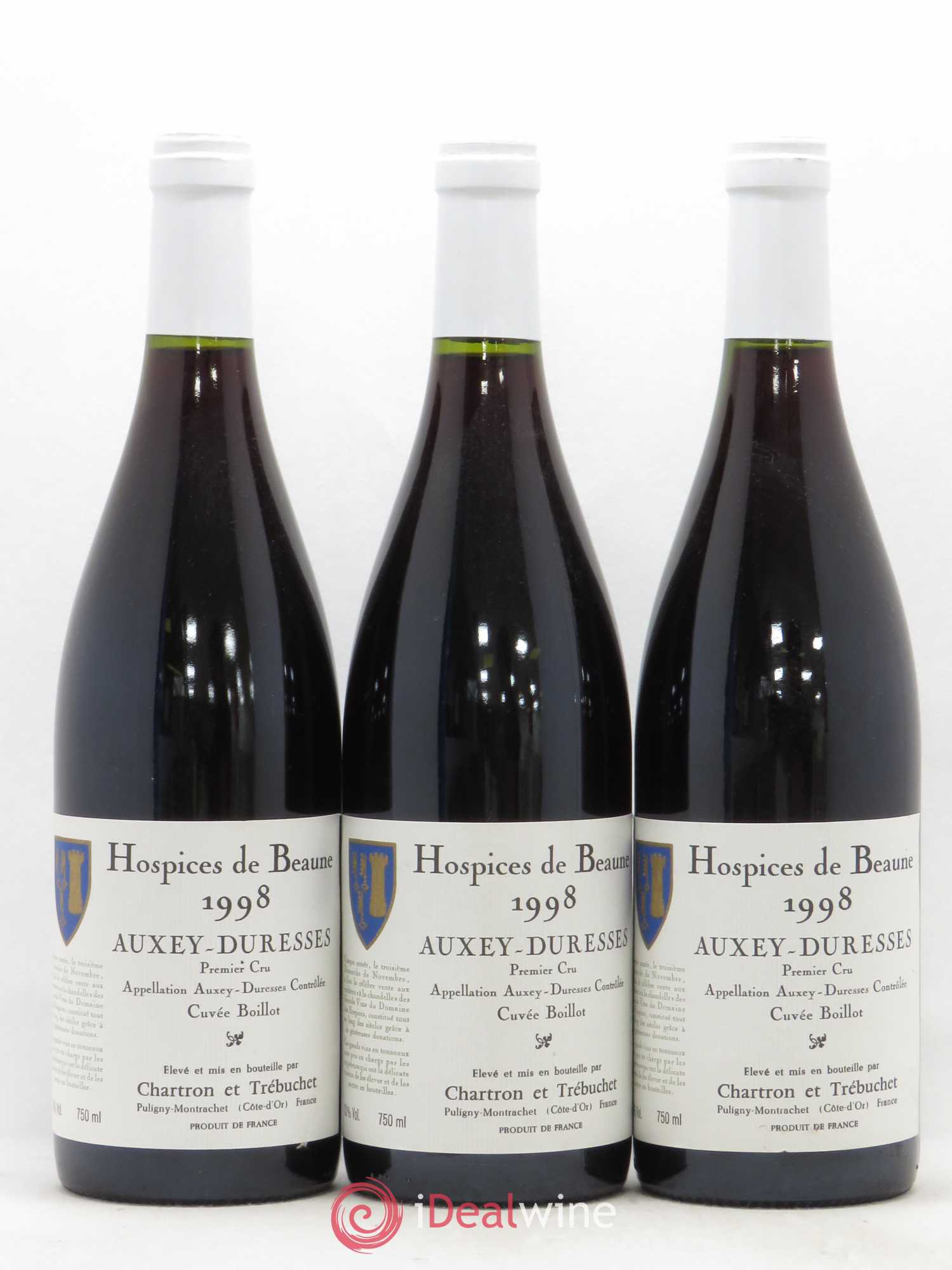 Auxey-Duresses 1er Cru Hospice de Beaune Cuvée Boillot Chartron et Trebuchet 1998 - Posten von 3 Flaschen - 0
