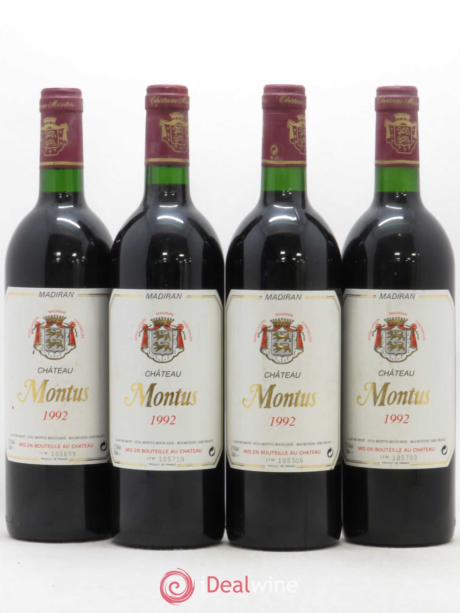 Madiran Château Montus Alain Brumont 1992 - Lot de 4 bouteilles - 0