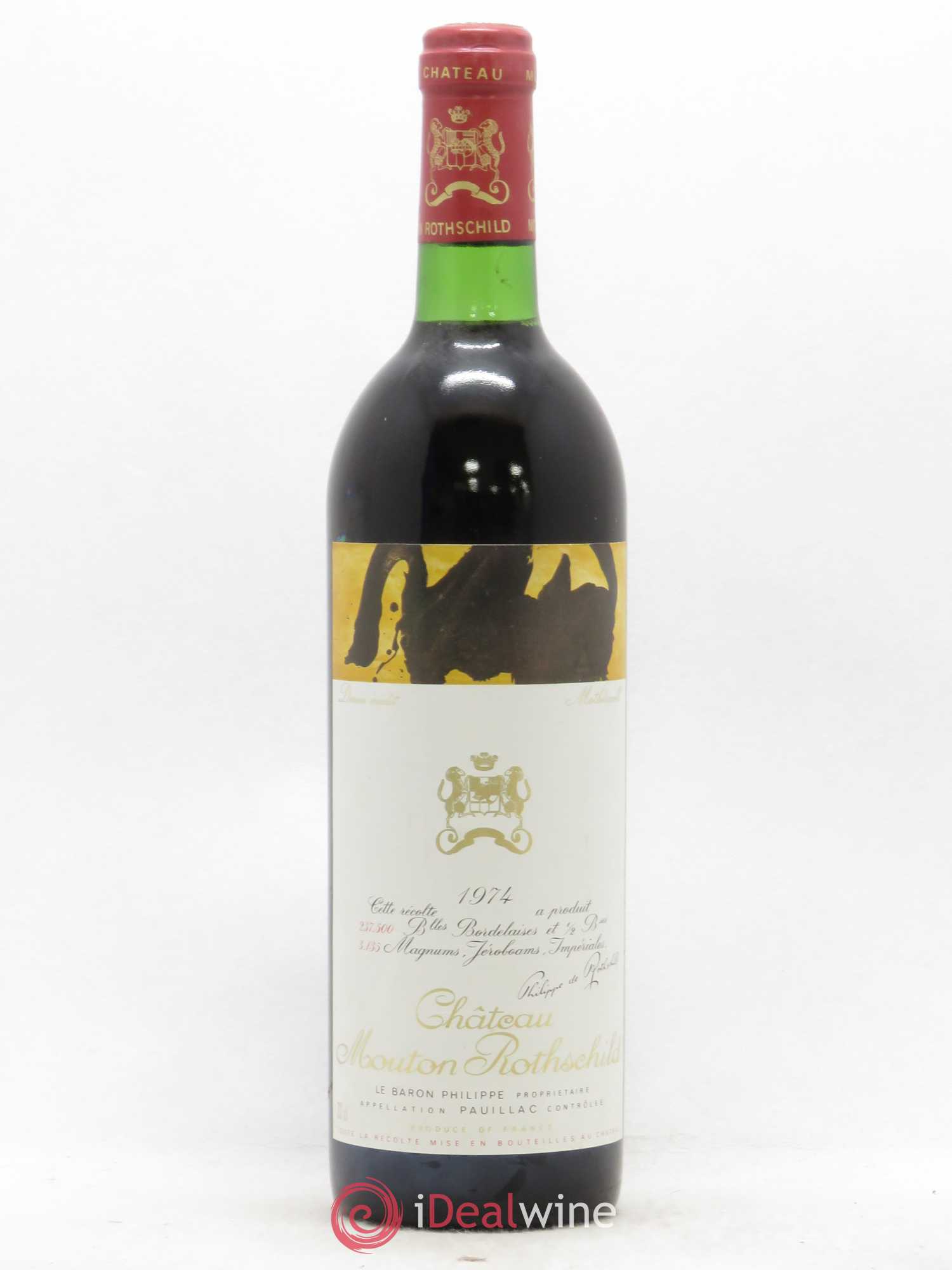 Château Mouton Rothschild 1er Grand Cru Classé 1974 - Lot de 1 bouteille - 0