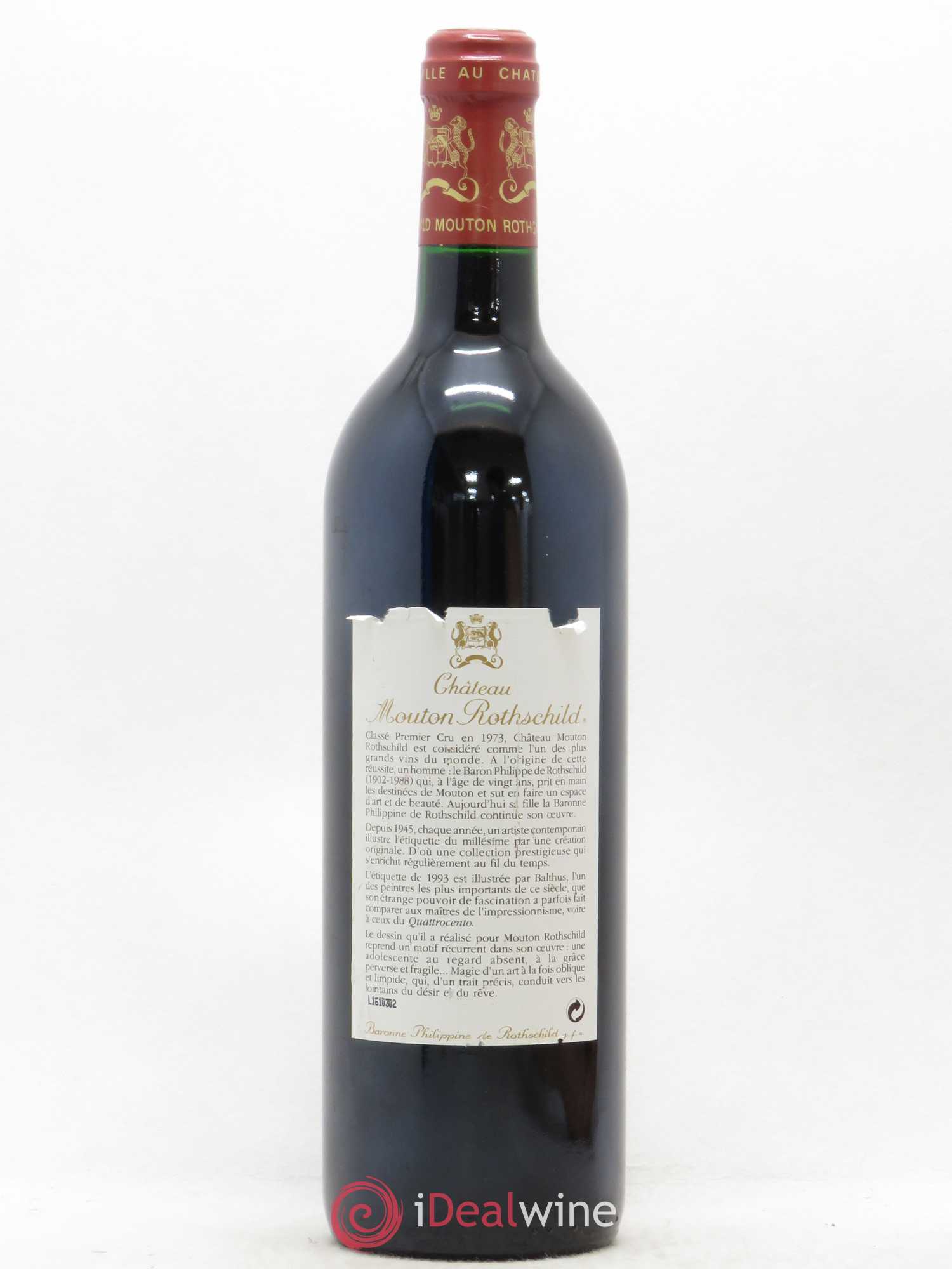 Château Mouton Rothschild 1er Grand Cru Classé 1993 - Lot de 1 bouteille - 1