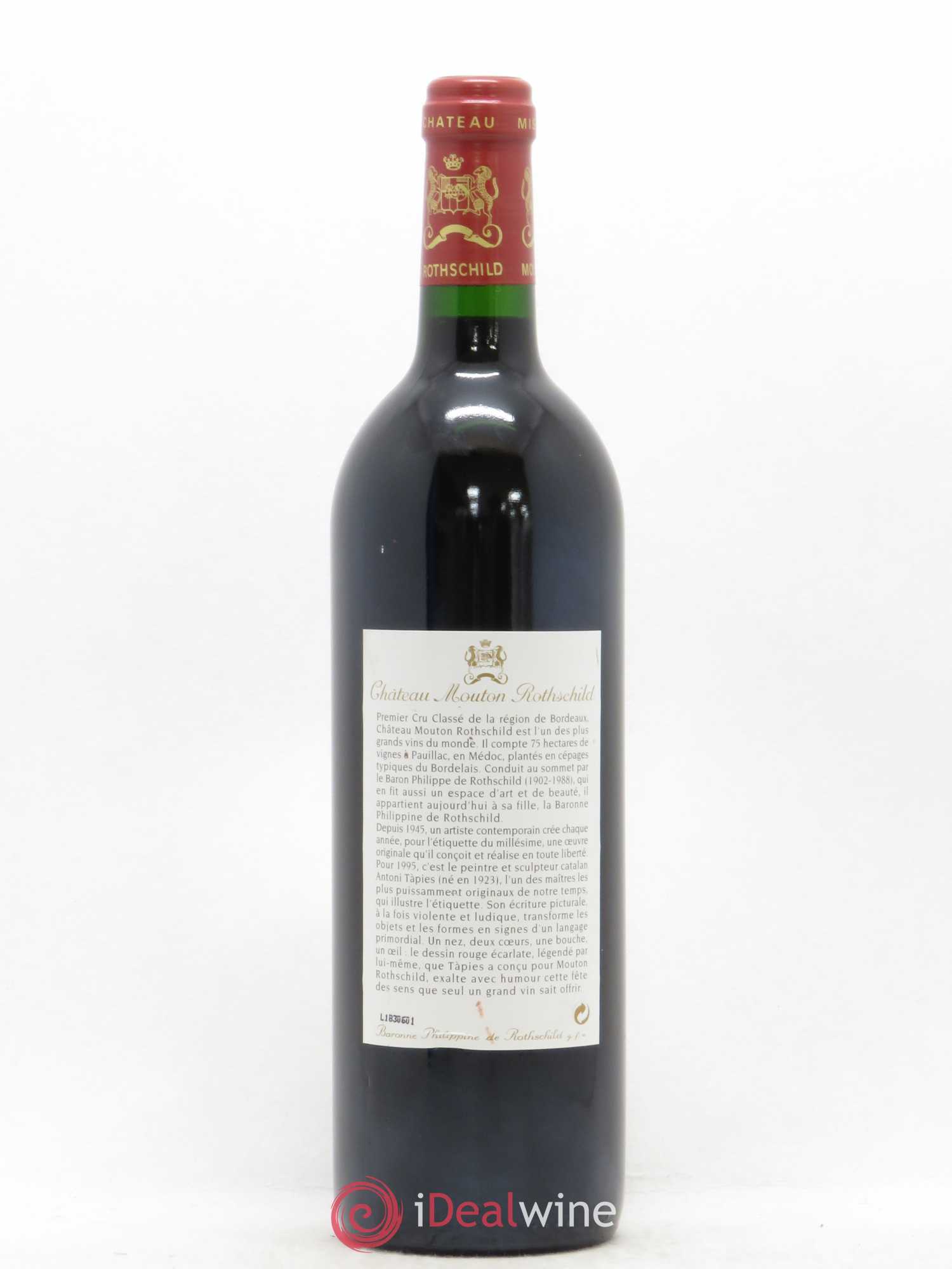 Château Mouton Rothschild 1er Grand Cru Classé 1995 - Lot de 1 bouteille - 1