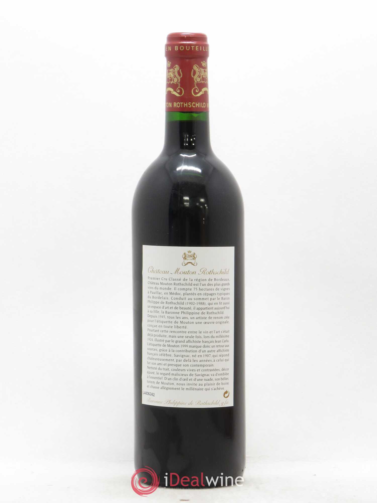 Château Mouton Rothschild 1er Grand Cru Classé 1999 - Lot de 1 bouteille - 1