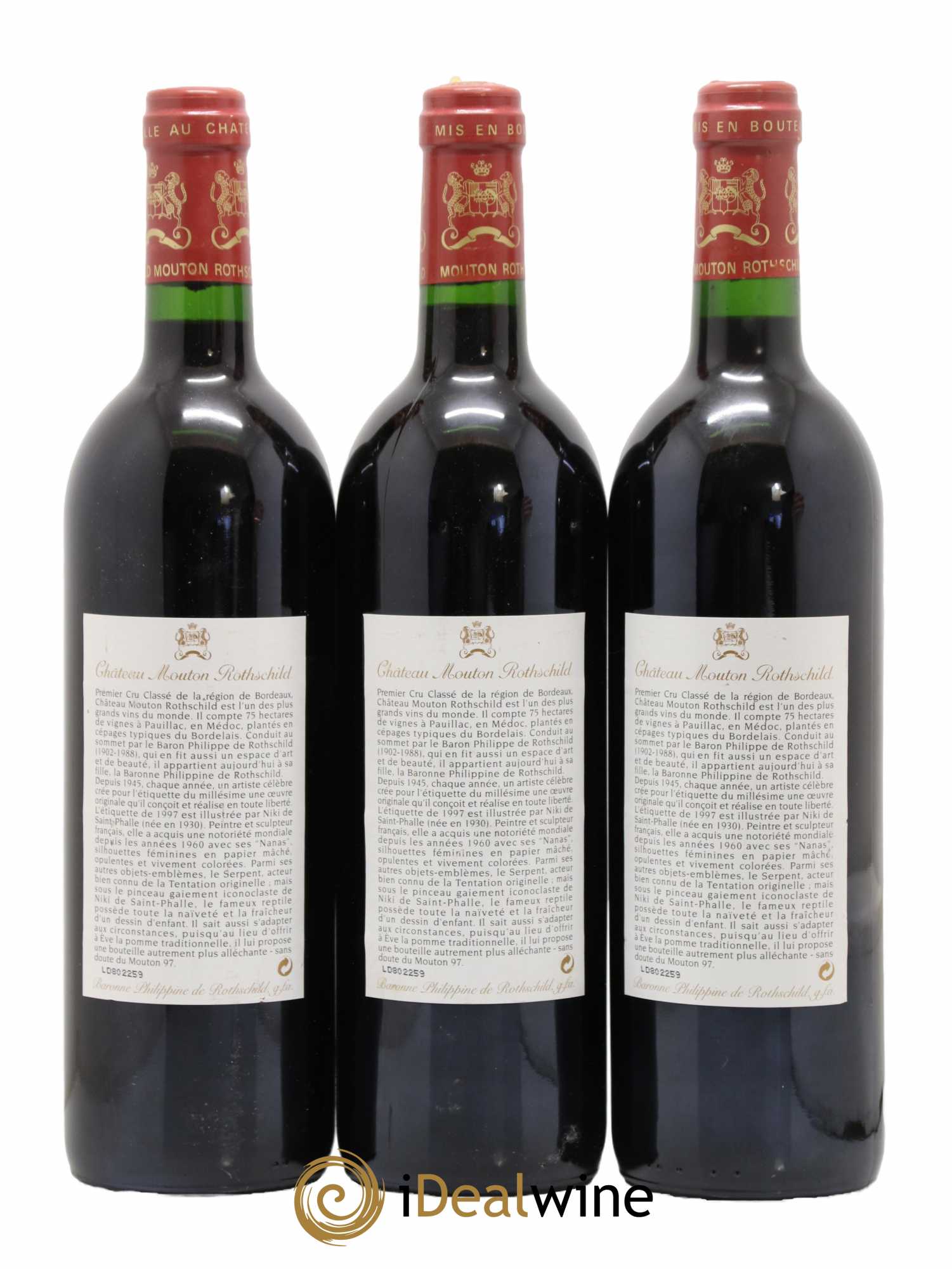 Château Mouton Rothschild 1er Grand Cru Classé 1997 - Lot de 3 bouteilles - 1