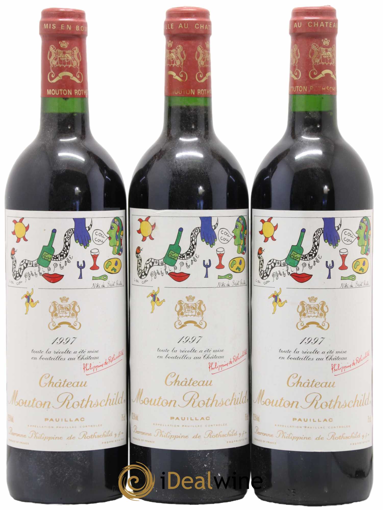 Château Mouton Rothschild 1er Grand Cru Classé 1997 - Lot de 3 bouteilles - 0