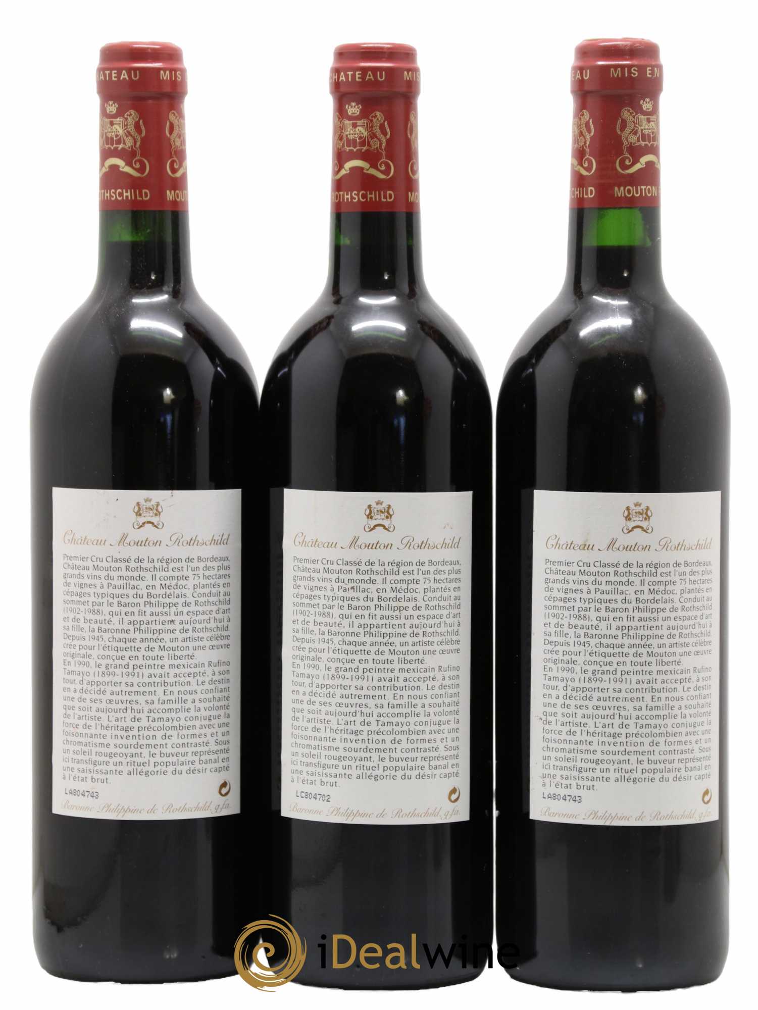 Château Mouton Rothschild 1er Grand Cru Classé 1998 - Lot de 3 bouteilles - 1